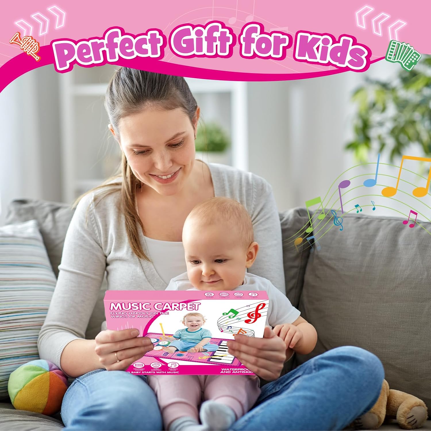 Thumbnail 6 de Gralal 2-in-1 Pink Musical Mat for 1–2 Year Old Girls: Piano, Drums and Recording in One Playful Mat