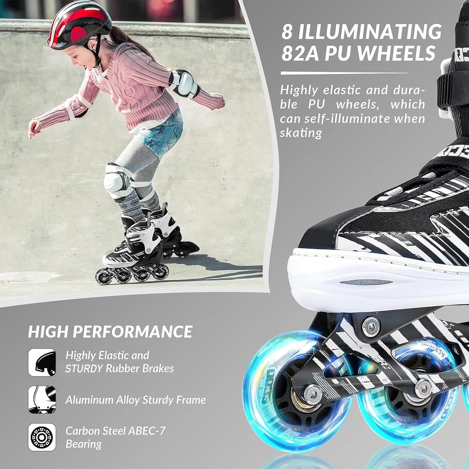 Detalle 2 de ECOO Kids' Adjustable Inline Skates
