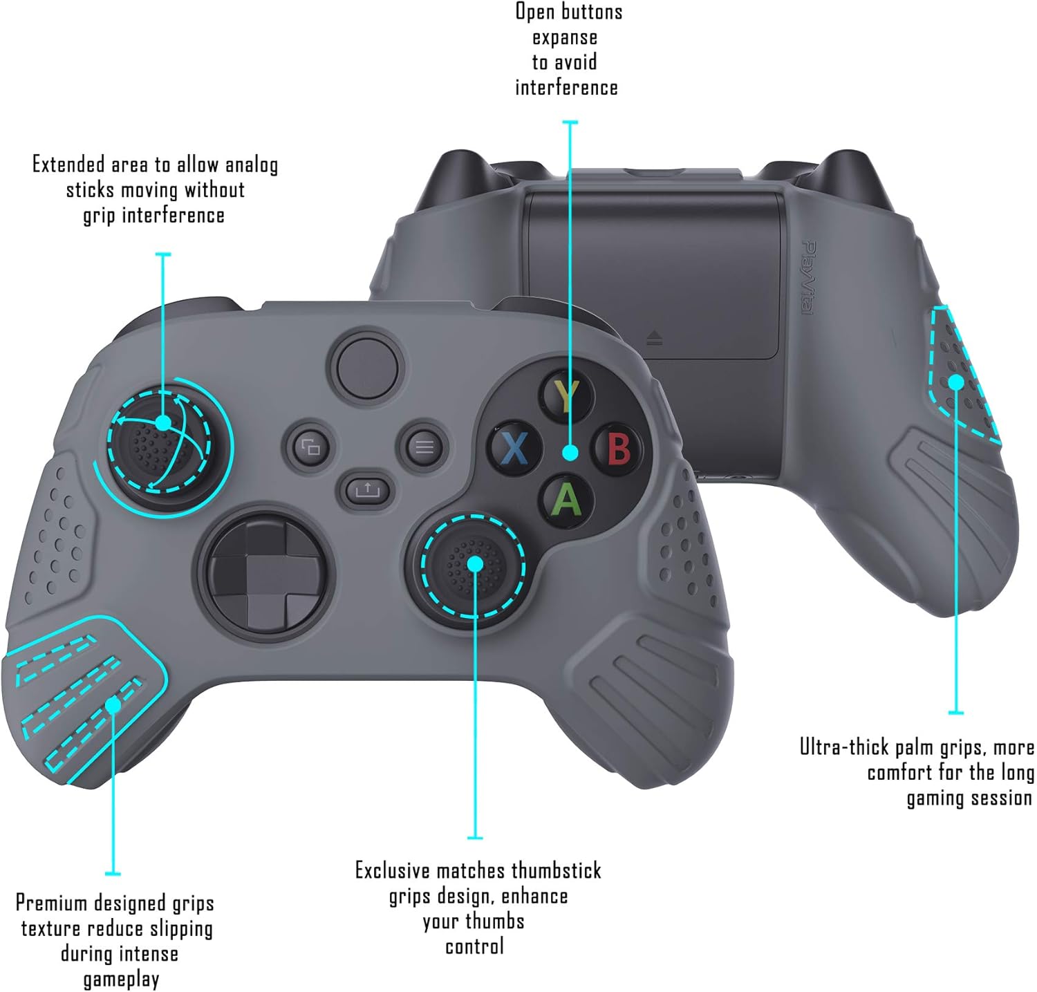 Thumbnail 2 de eXtremeRate PlayVital Guardian Edition Grey ergonomic anti-slip silicone case for Xbox Series S/X controllers