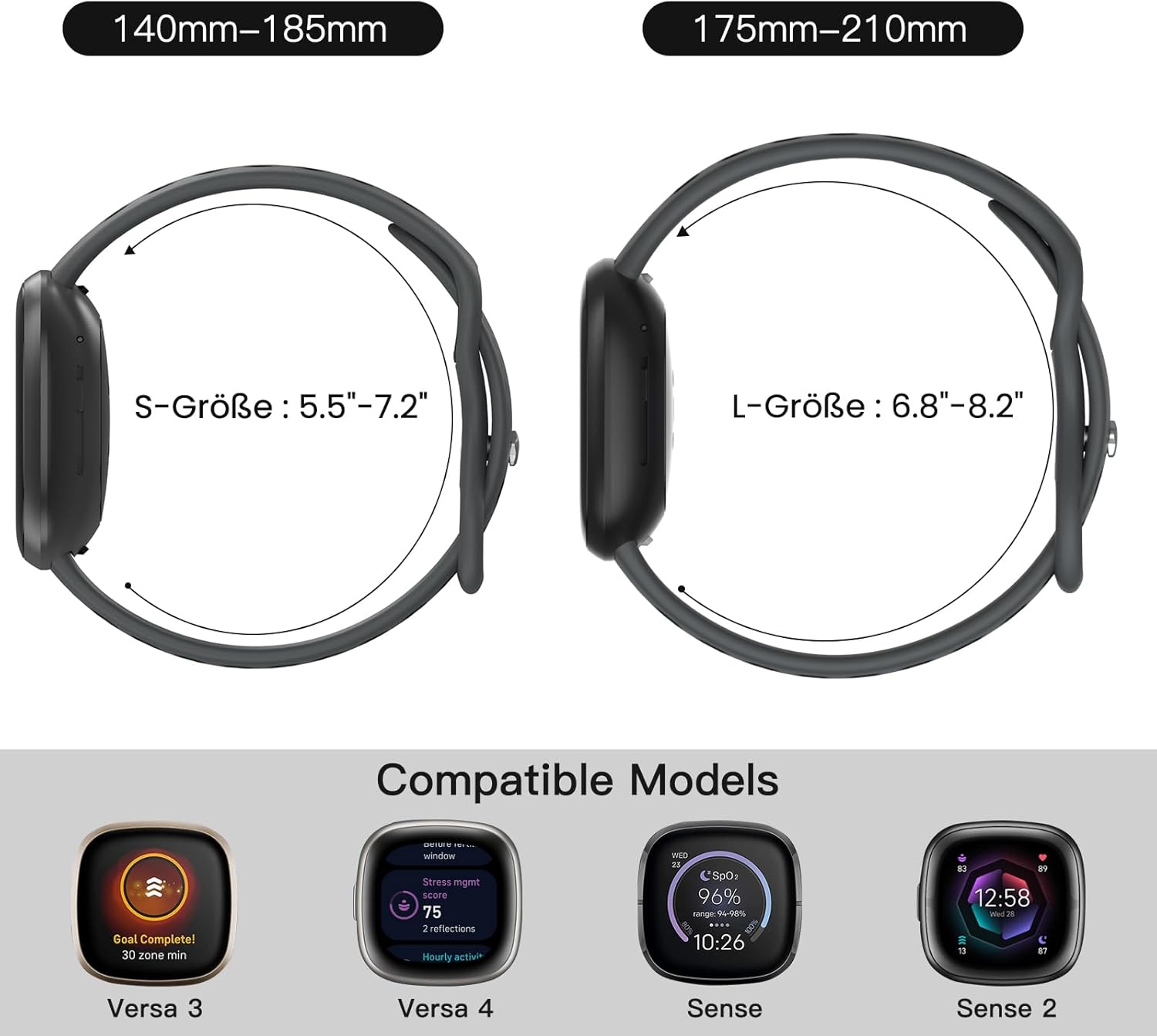 Thumbnail 2 de Yoohoo Silicone Bands for Fitbit Versa 3 4 Sense