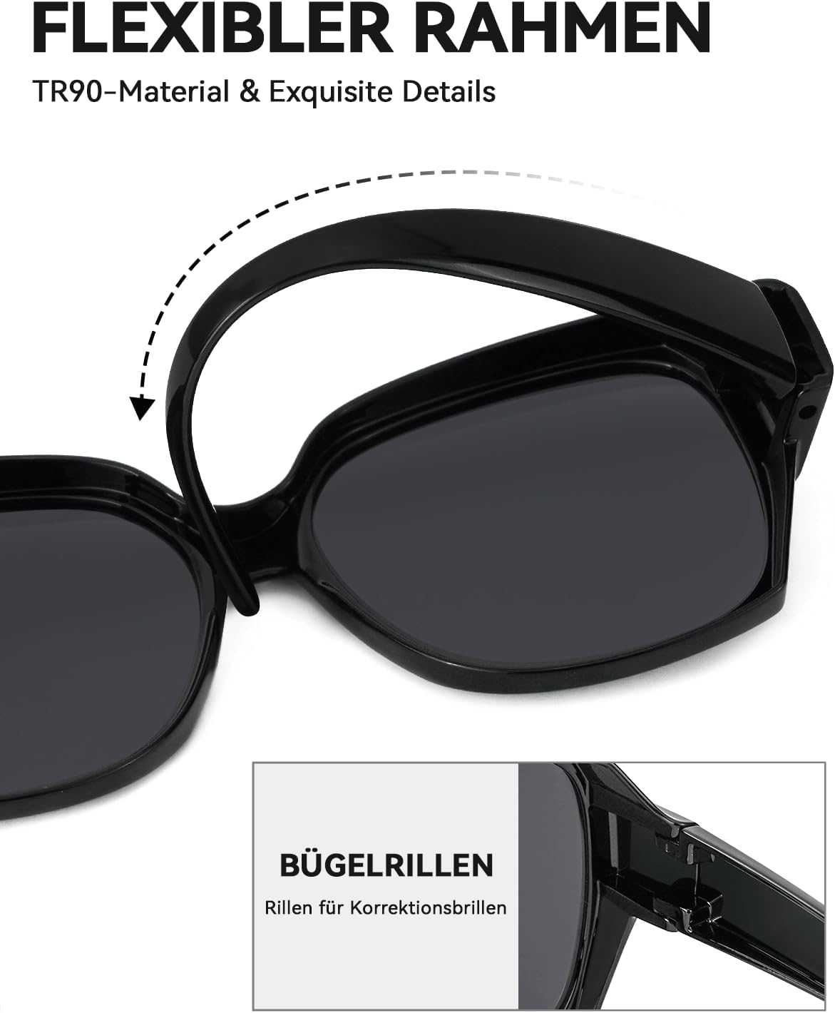 Thumbnail 4 de Meeloog Polarisierte Überbrille Sonnenbrille – UV400, quadratisch, über Brille tragbar DEMST2106
