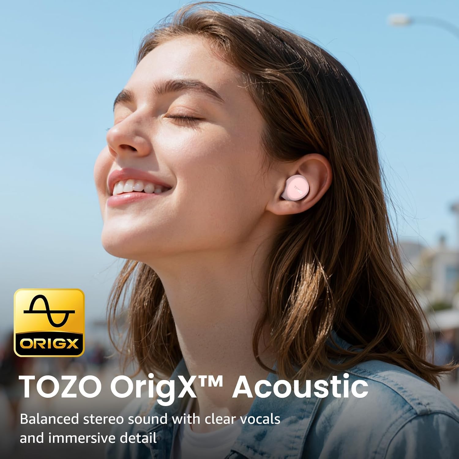 Thumbnail 1 de TOZO A1 In-Ear Kopfhörer kabellos Bluetooth 5.3 mit 2 Mikrofonen, App-Steuerung und IPX5 (Roségold)