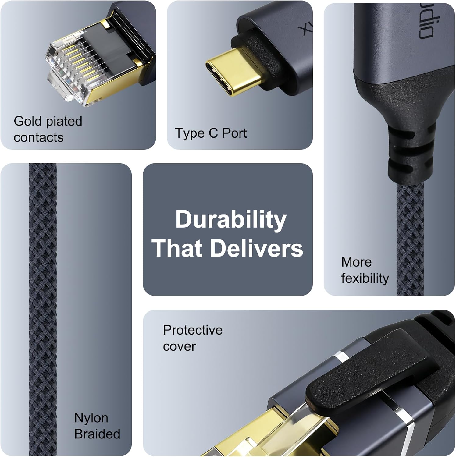 Thumbnail 3 de xyaudio USB-C to Ethernet Cable: Slim Gigabit LAN Adapter for Mac, iPad, and Galaxy Laptops