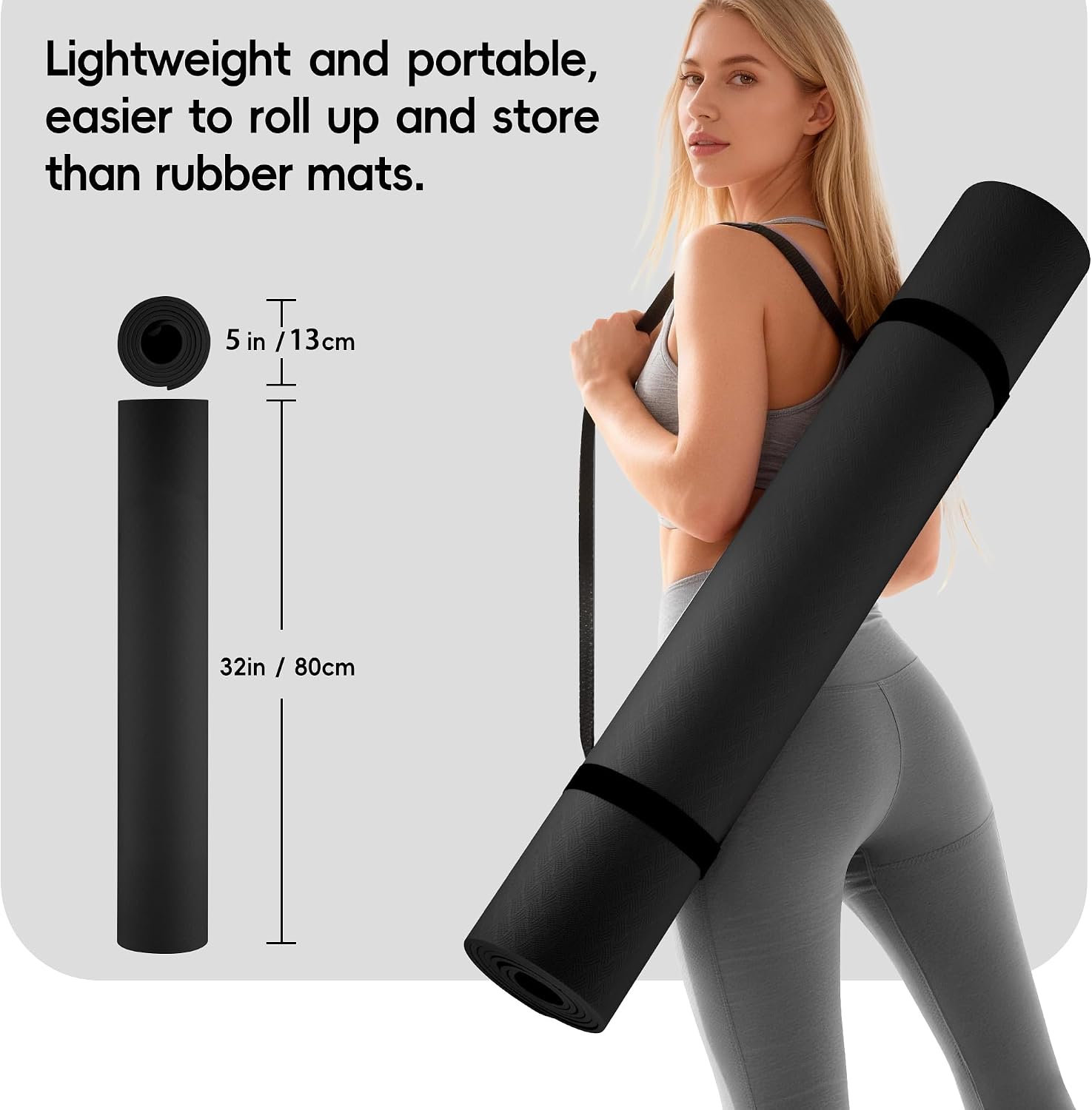 Detalle de Wimwum Extra Wide Yoga Mat, 72" x 32", 6mm TPE with Carrying Strap