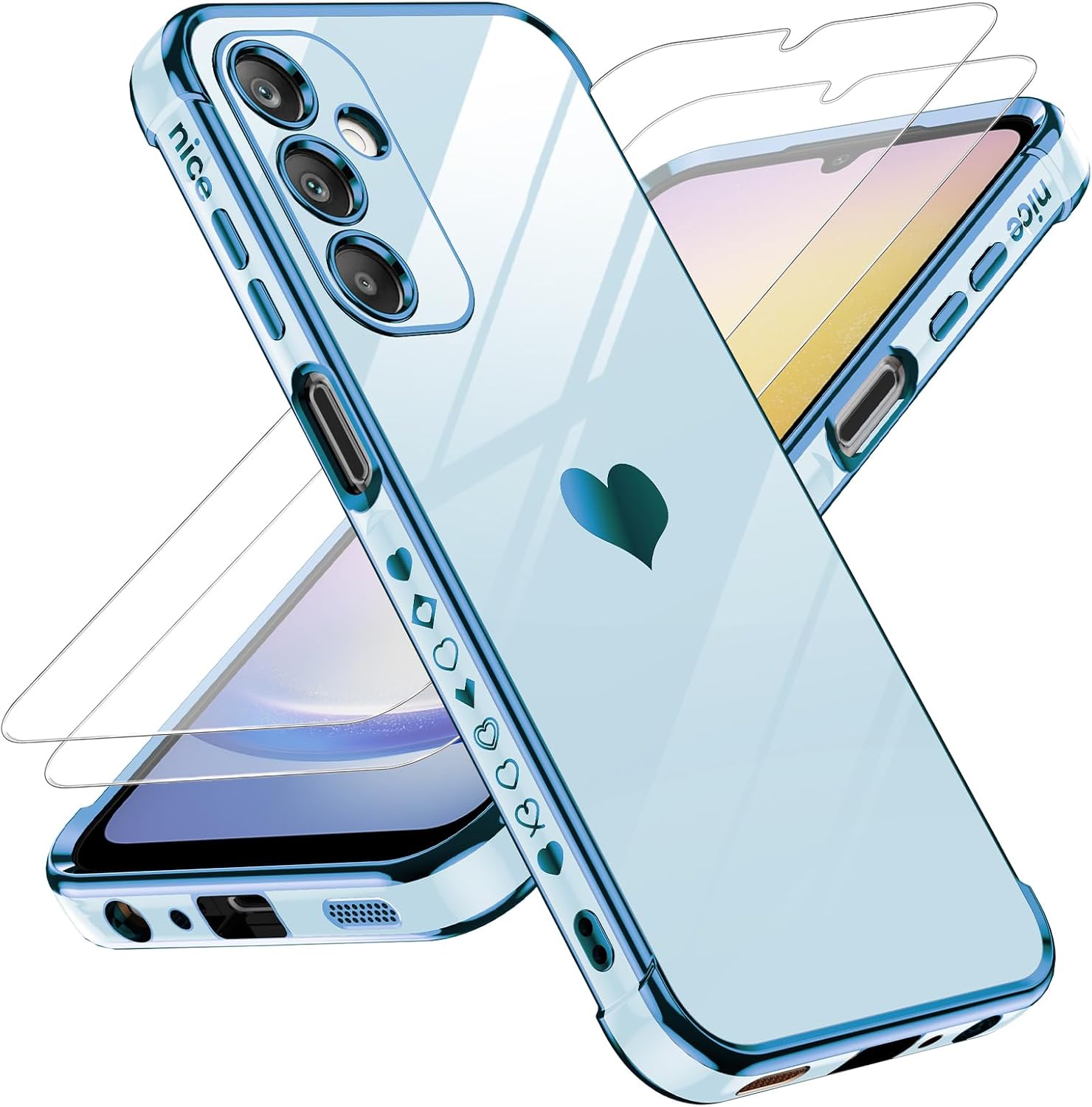 Thumbnail 6 de LeYi Hülle für Samsung Galaxy A16 4G/5G – Herzmotiv TPU Silikon mit 2 Schutzfolien