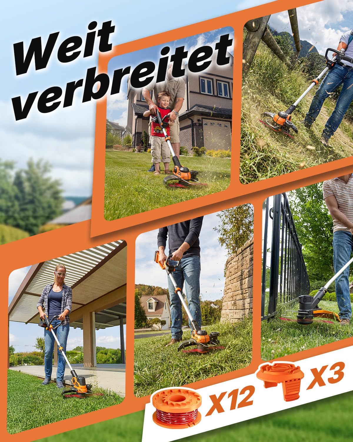 Thumbnail 6 de Eventronic 15 Päckchen Ersatzspule mit 1,65 mm Faden für Worx Akku-Rasentrimmer