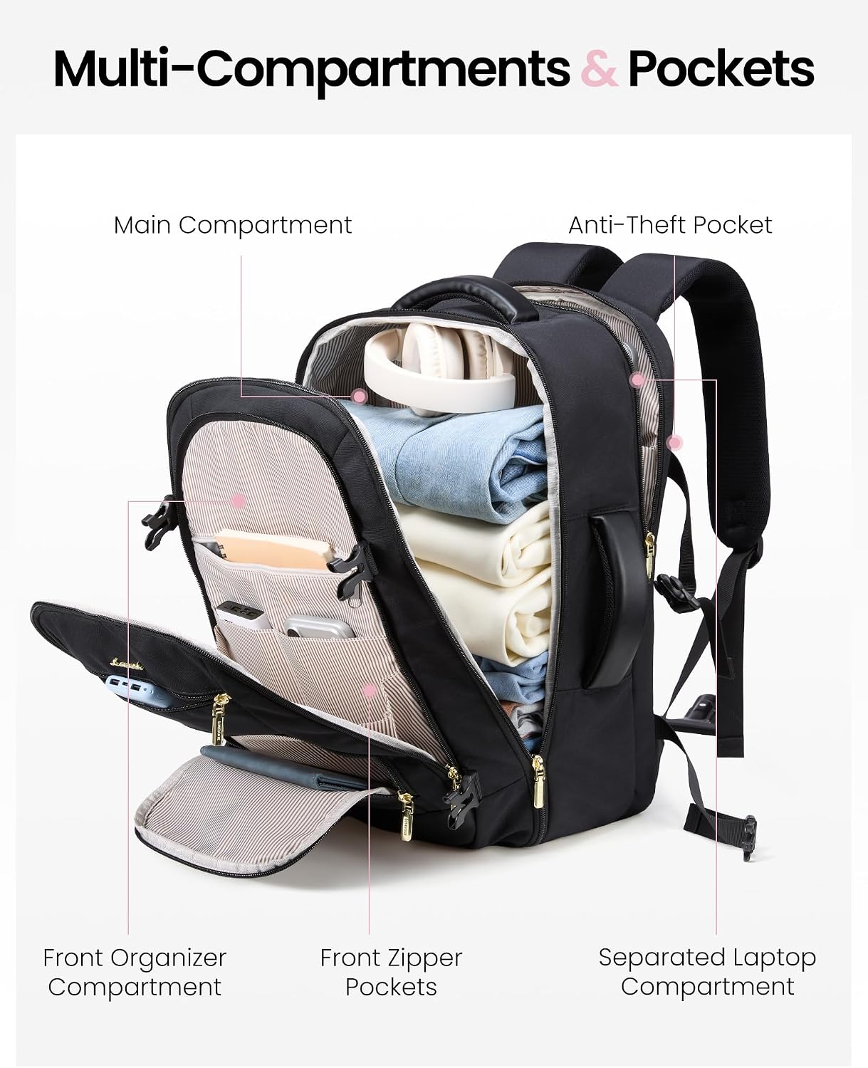 Detalle de LOVEVOOK Travel Backpack 50L