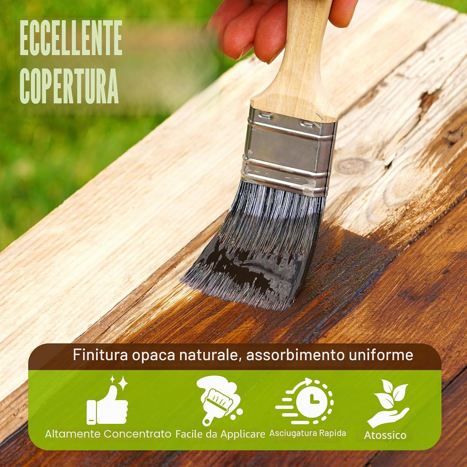Detalle de Tintura per legno a base d'acqua - Noce | Vernice per mobili interni ed esterni (250ml)