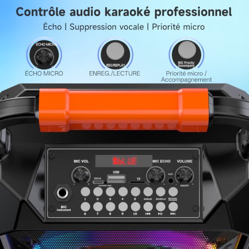 Thumbnail 3 de JYX Machine de Karaoké pour Adultes — Enceinte Bluetooth 80W avec 2 Micro Sans Fil et Éclairage Multicolore