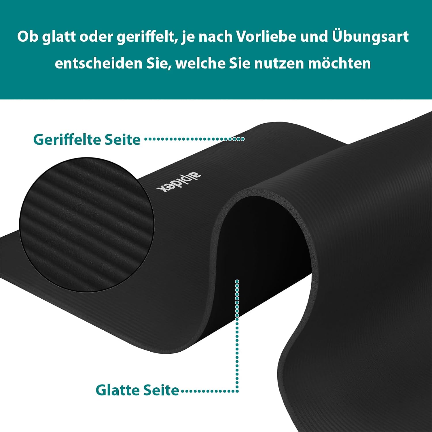 Thumbnail 2 de ALPIDEX Yogamatte 183 x 60 x 0,8 cm – phthalatfreie Fitnessmatte mit rutschfestem Kautschuk und Tragegurt