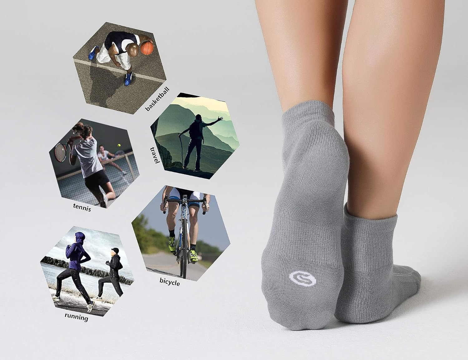 Detalle de CS CELERSPORT 6-Pack Cushioned Ankle Socks for Running and Sport