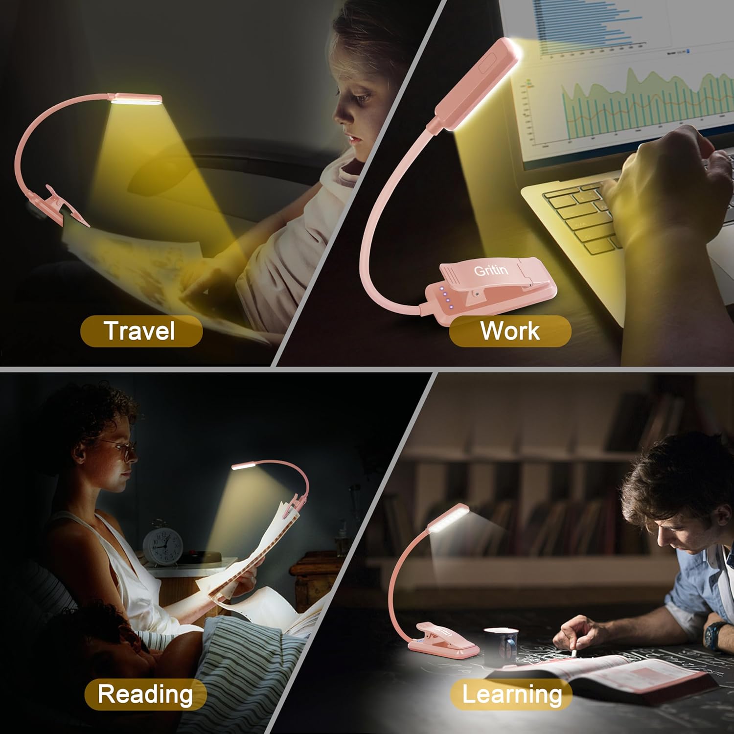 Thumbnail 6 de Gritin 9 LED Clip-On Book Light with 3 Eye-Protecting Modes and Stepless Dimming