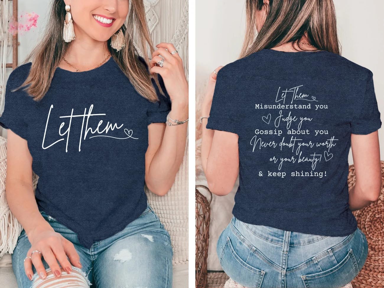 Detalle 2 de Qskall Let Them T Shirt for Women – Keep Shining Inspirational Tee