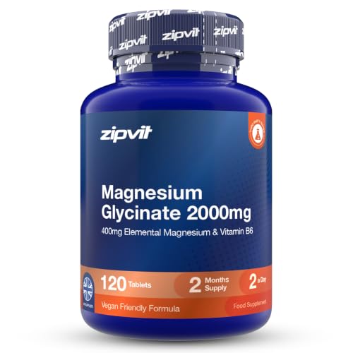 Detalle de Zipvit Magnesium Glycinate 2000mg with Vitamin B6 – 120 Vegan Tablets