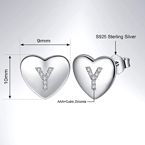 Detalle de Jrêveinfini Pendientes de plata de ley 925 con iniciales y corazón (S925), hipoalergénicos