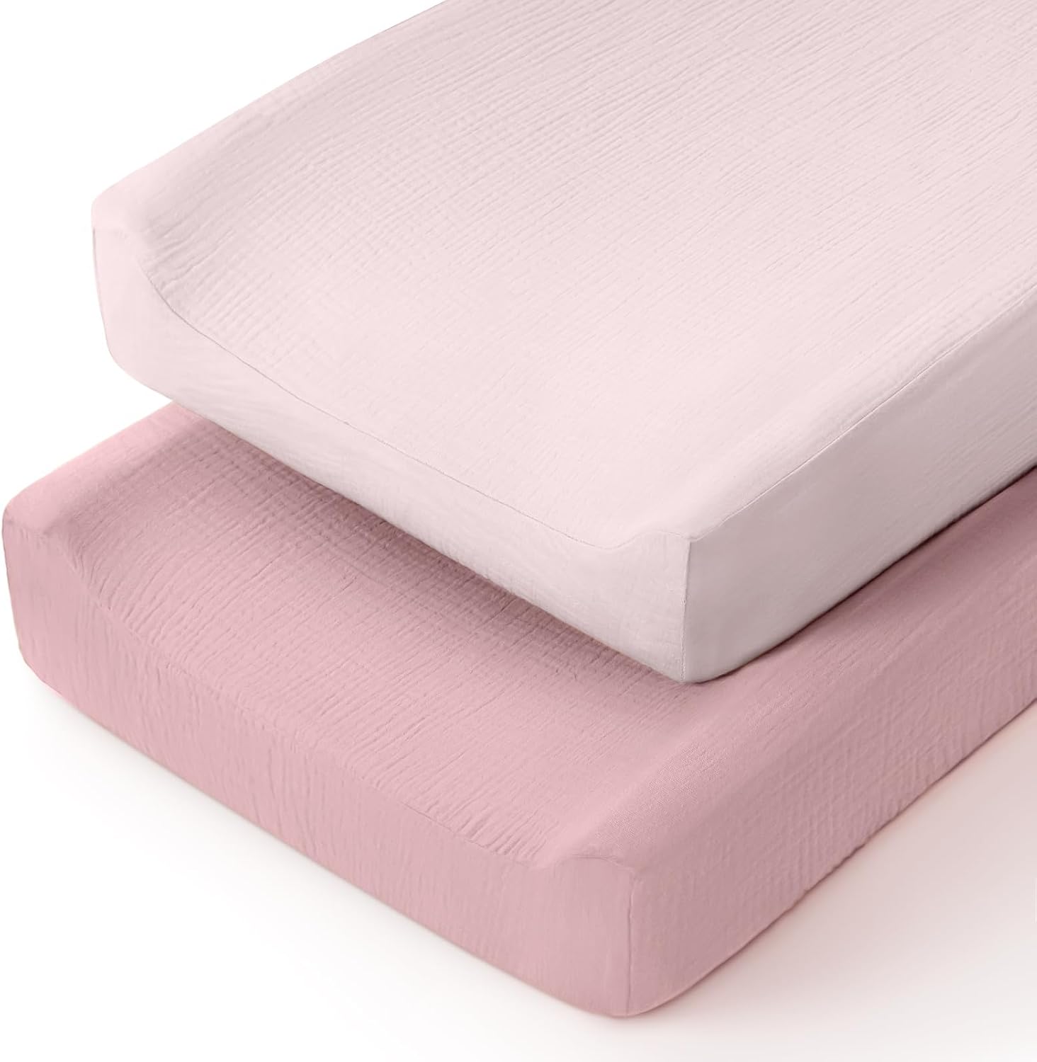 Detalle de lulumoon NS-CPC-2-003 Muslin Changing Pad Covers, 2-Pack, Pink & Carnation