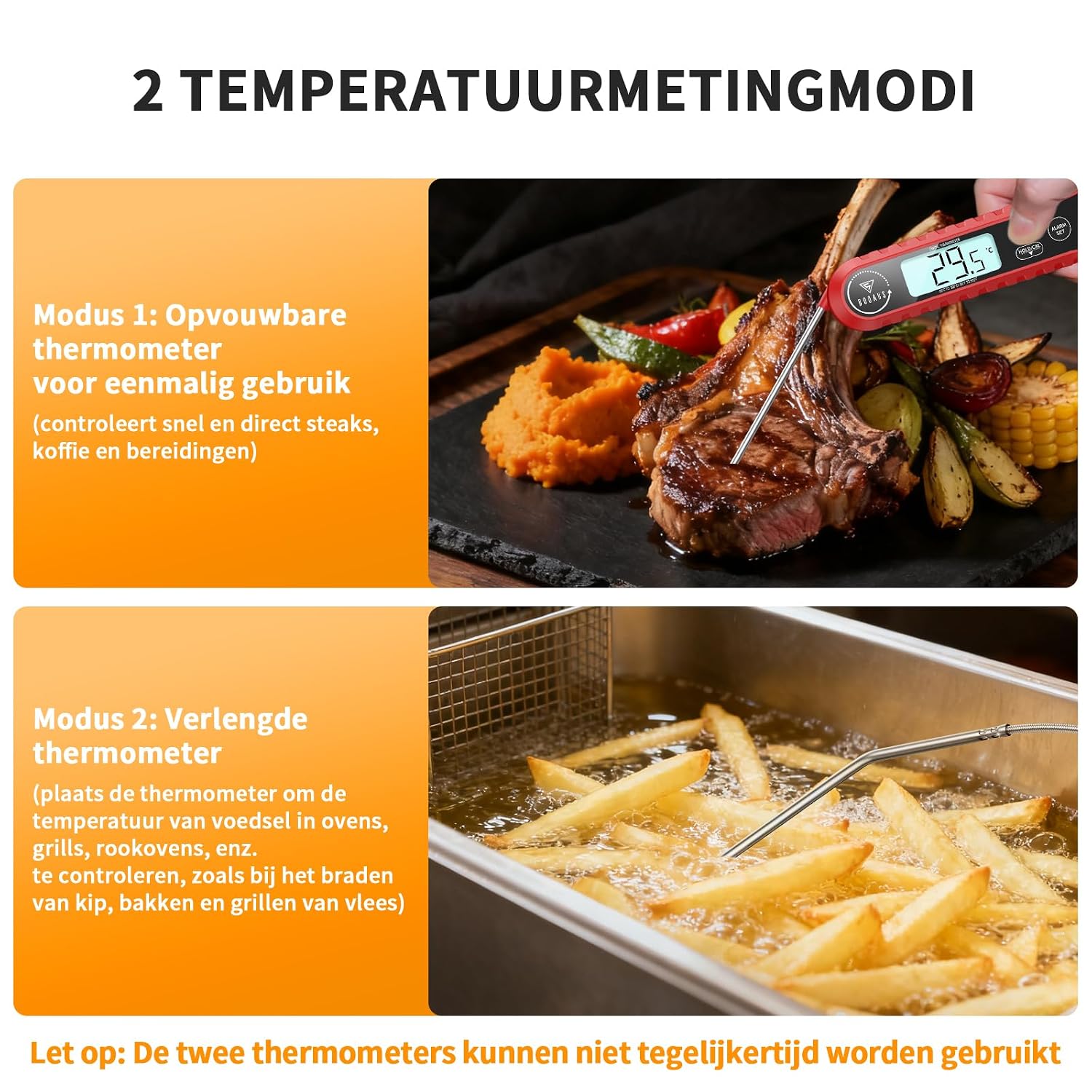 Detalle 2 de DOQAUS CP8 PRO digitale vleesthermometer met 100 cm sonde en alarm