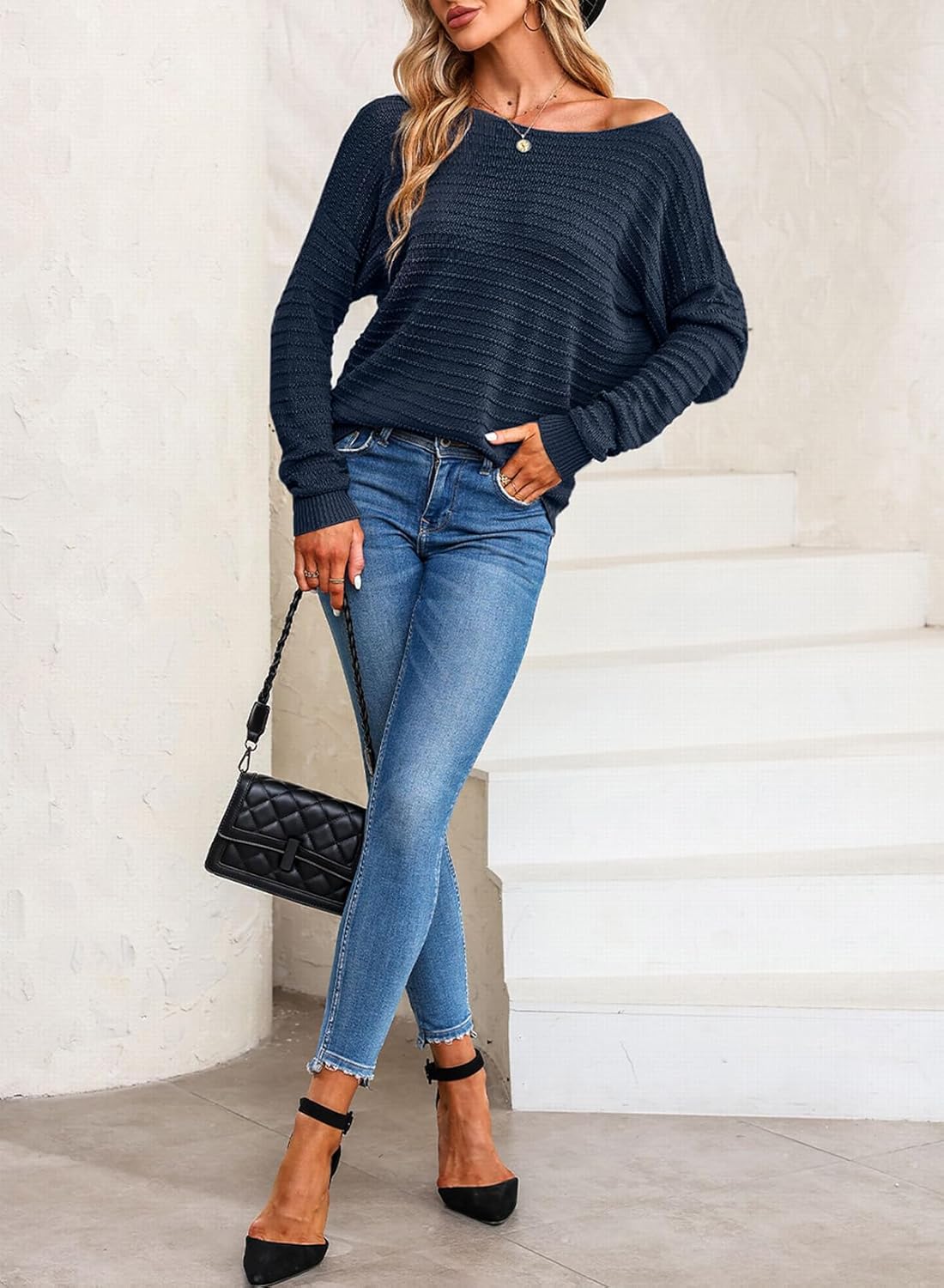 Thumbnail 4 de Dokotoo Damen Pullover Rundhals Struktur Strickpullover langarm Einfarbig S–XXL