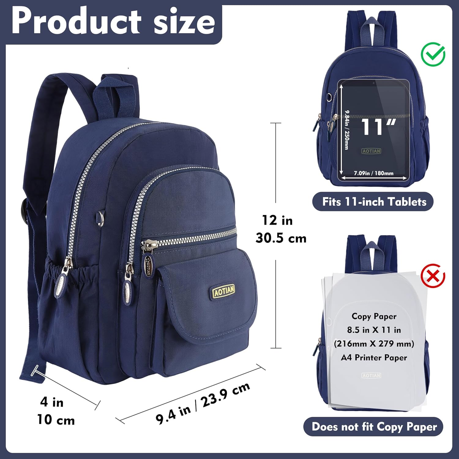 Thumbnail 2 de AOTIAN Mini-Rucksack für Mädchen & Damen (7 Liter) – leichter Daypack mit mehreren Fächern