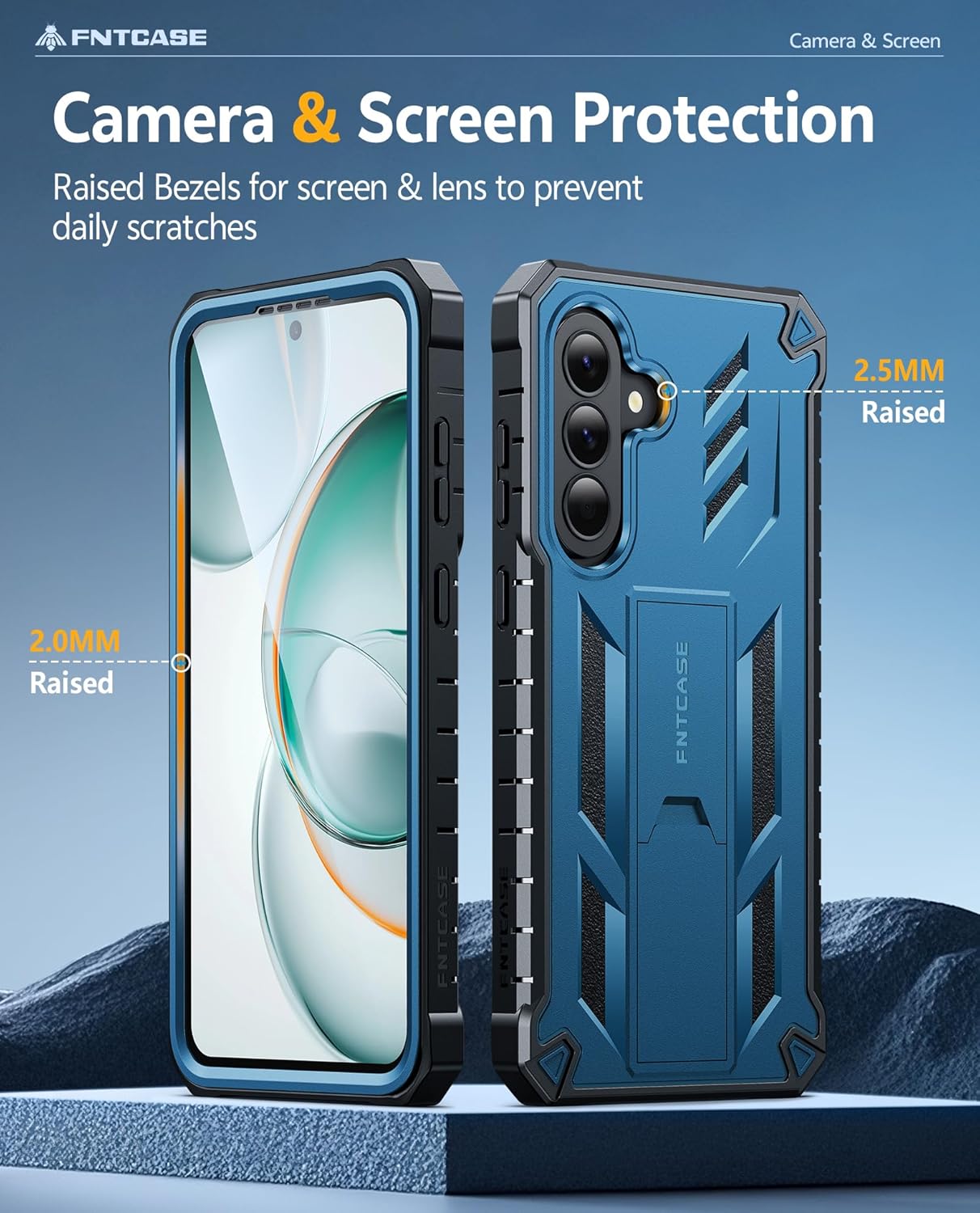 Thumbnail 6 de FNTCASE Military Grade Rugged Case for Samsung Galaxy A57 with Built-in Screen Protector & Kickstand (Blue)
