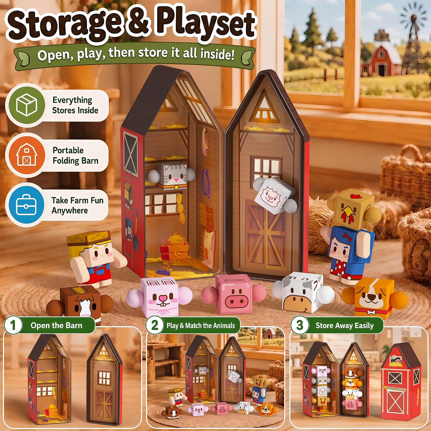 Detalle de GobiDex Magnetic Farm Figures Set in a Portable Tin