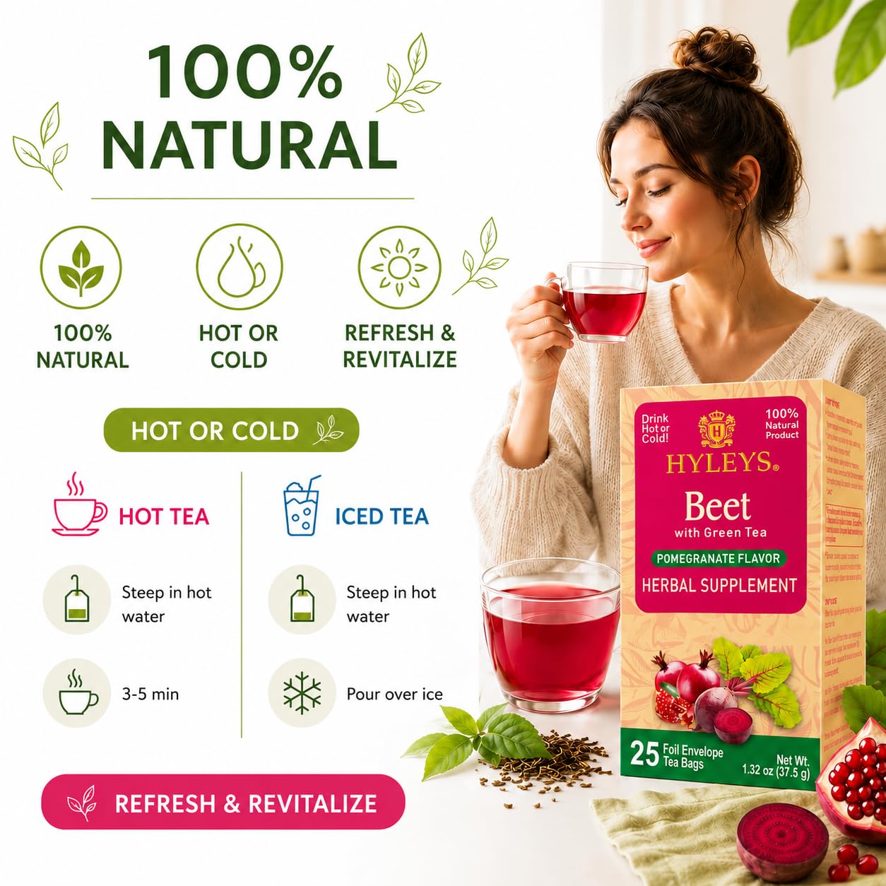 Thumbnail 6 de Hyleys Beet and Green Tea, 150 Tea Bags