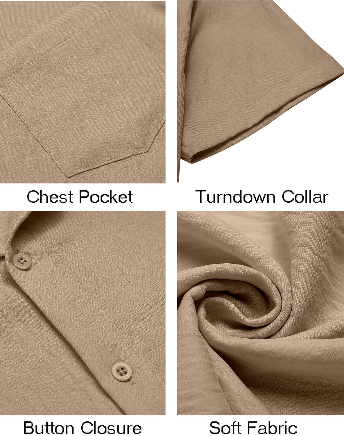 Thumbnail 4 de COOFANDY Men's Button Down Short Sleeve Shirt with Pocket: Lightweight Beach-Ready Textured Shirt