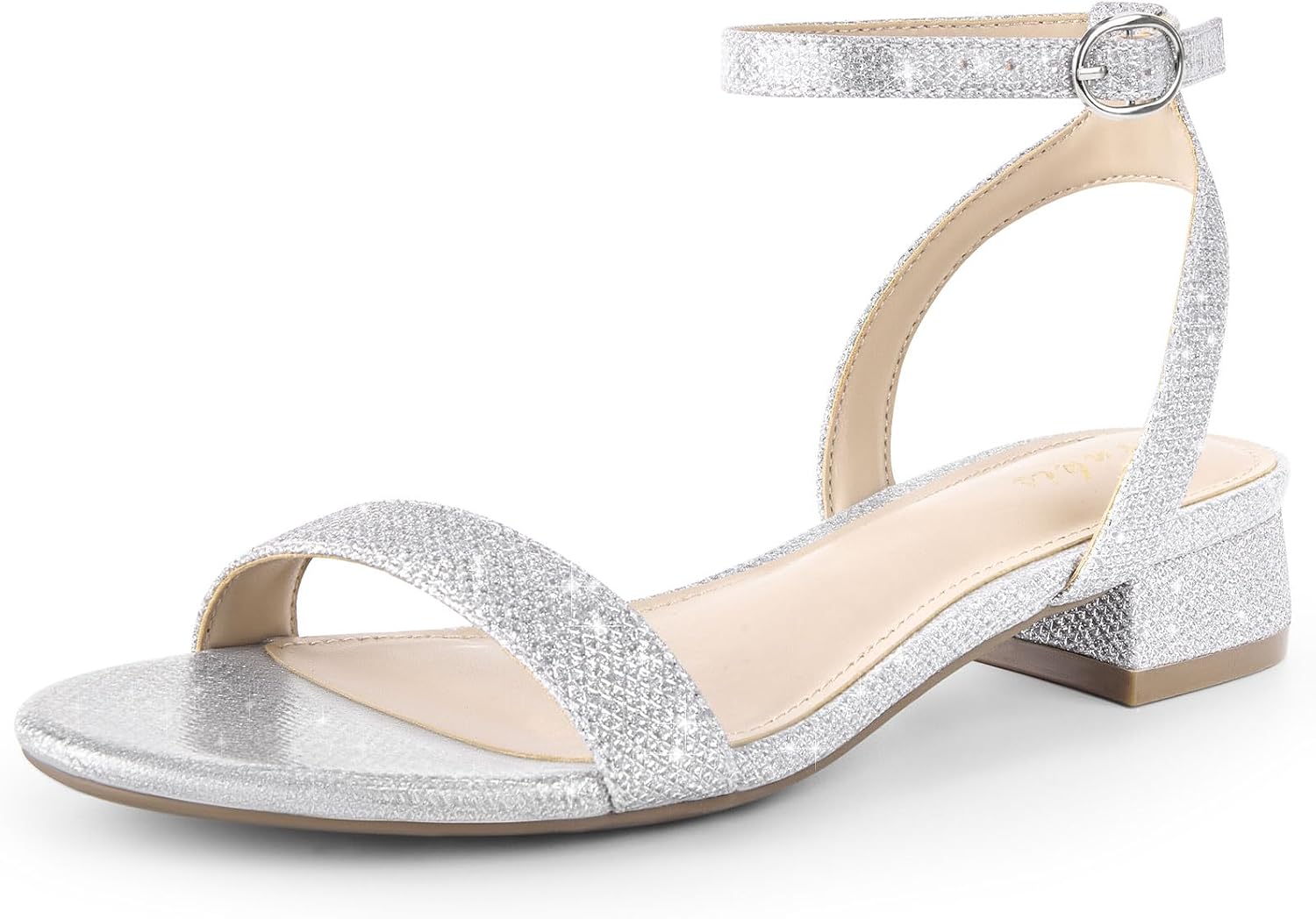 Detalle de Ankis Women's Open-Toe Sandals with 1-Inch Low Block Heel and Adjustable Strap