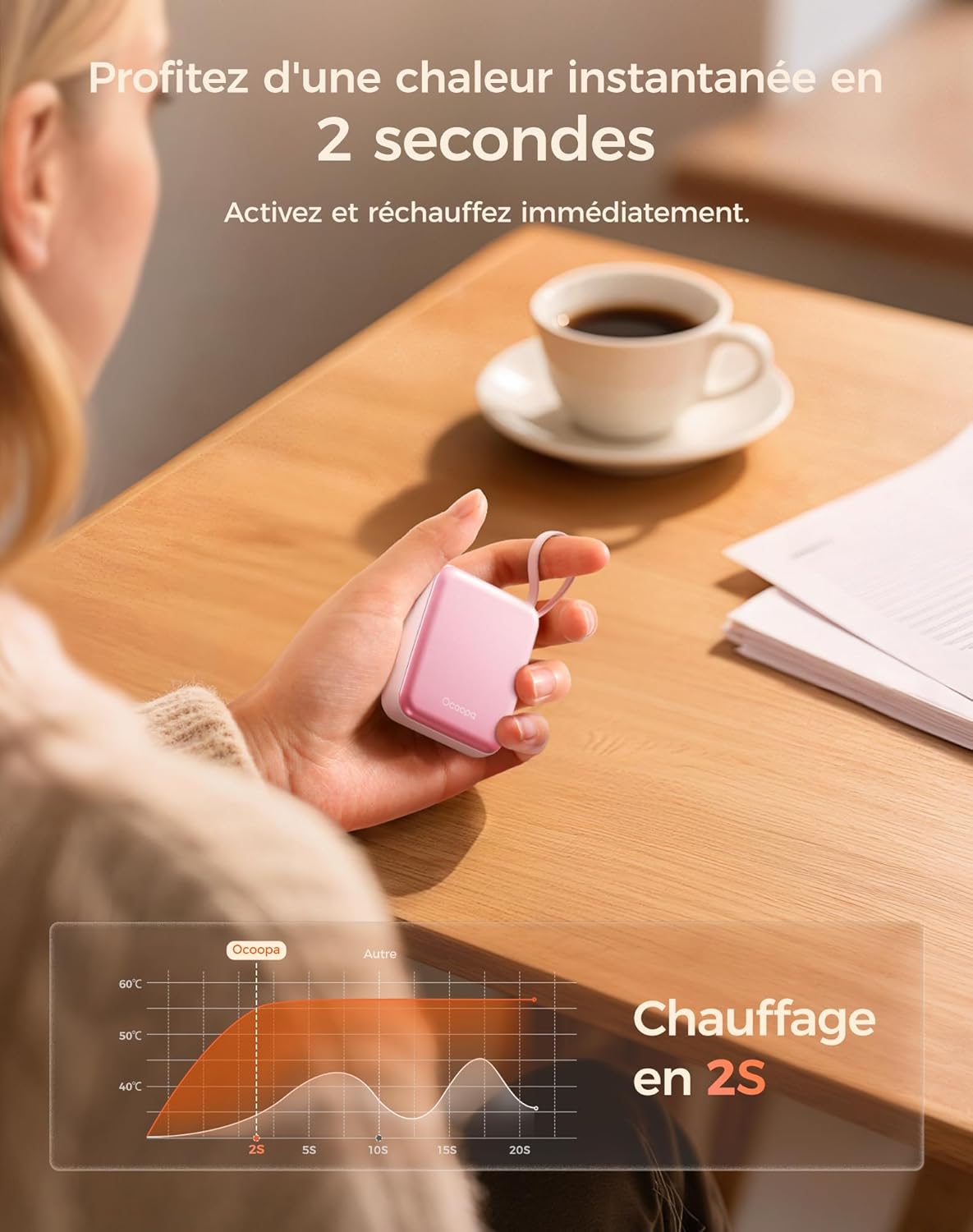 Thumbnail 2 de Chauffe-mains OCOOPA UT5 Nano Duo — Lot rechargeable avec 3 niveaux de chaleur