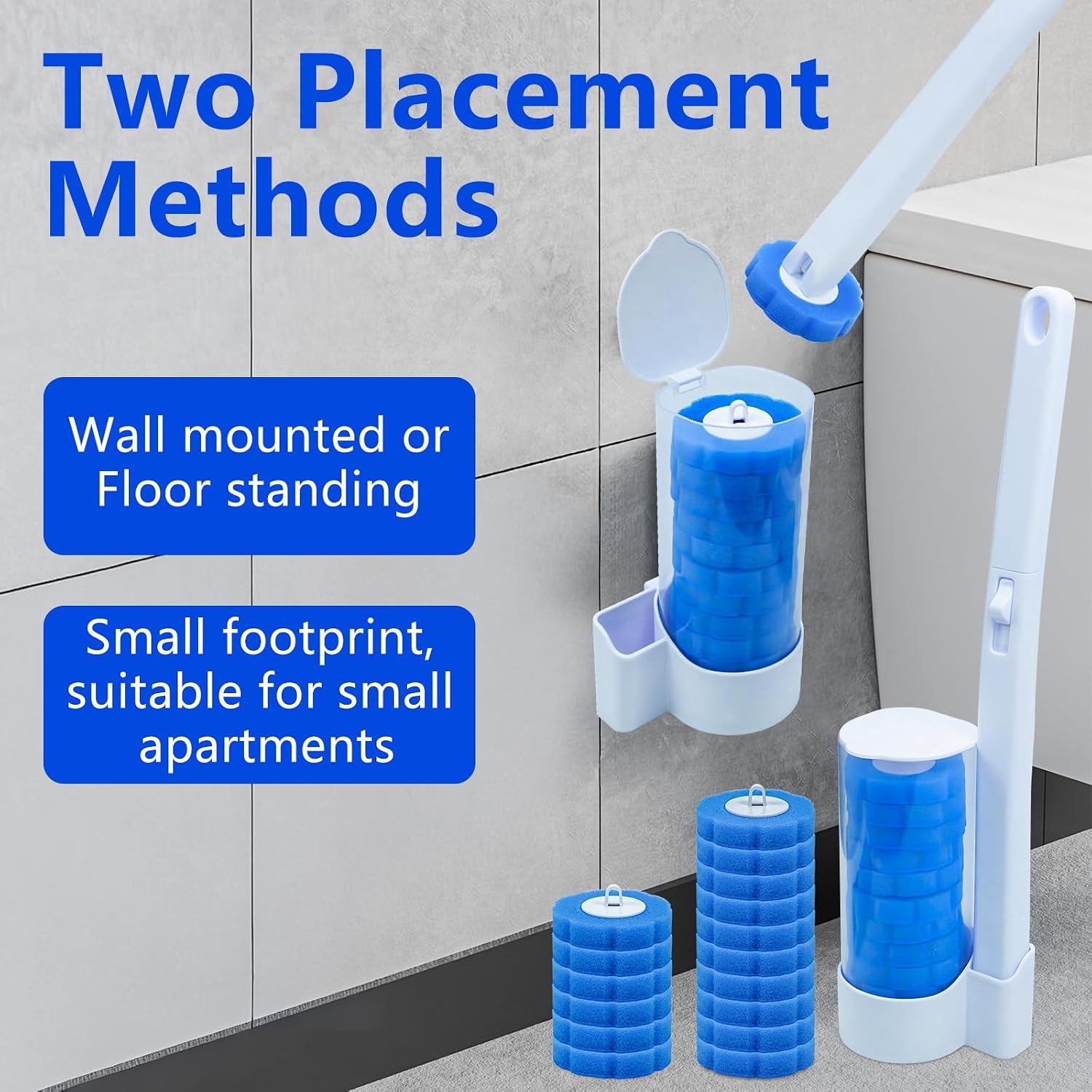 Thumbnail 4 de 2 Pack Disposable Toilet Brush and Holder Set with 48 Refills: Touchless Clean for Hassle-Free Bathrooms