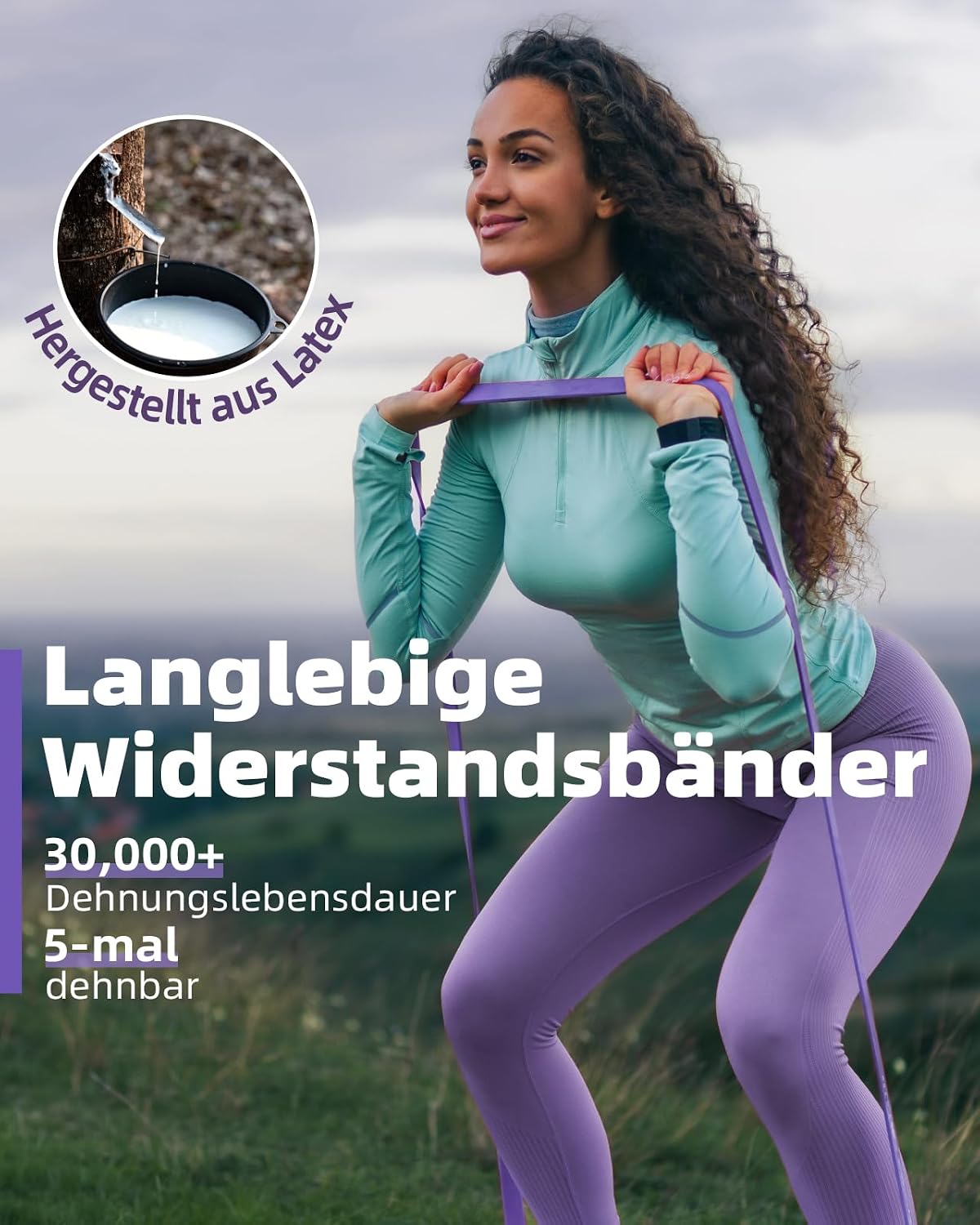 Detalle de Fitense Resistance Bands Set mit 5 Widerstandsstufen und Türanker für Yoga, Pilates, Krafttraining & Physiotherapie