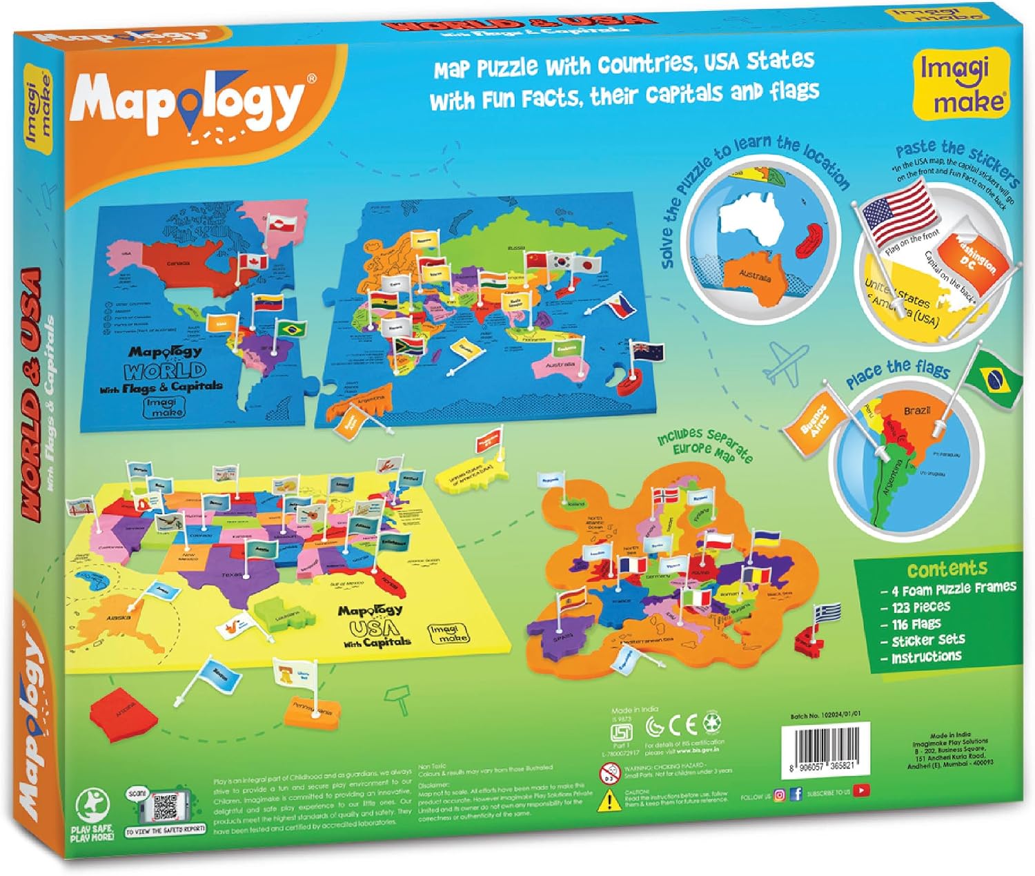 Thumbnail 4 de Imagimake Mapology USA & World Map Puzzle