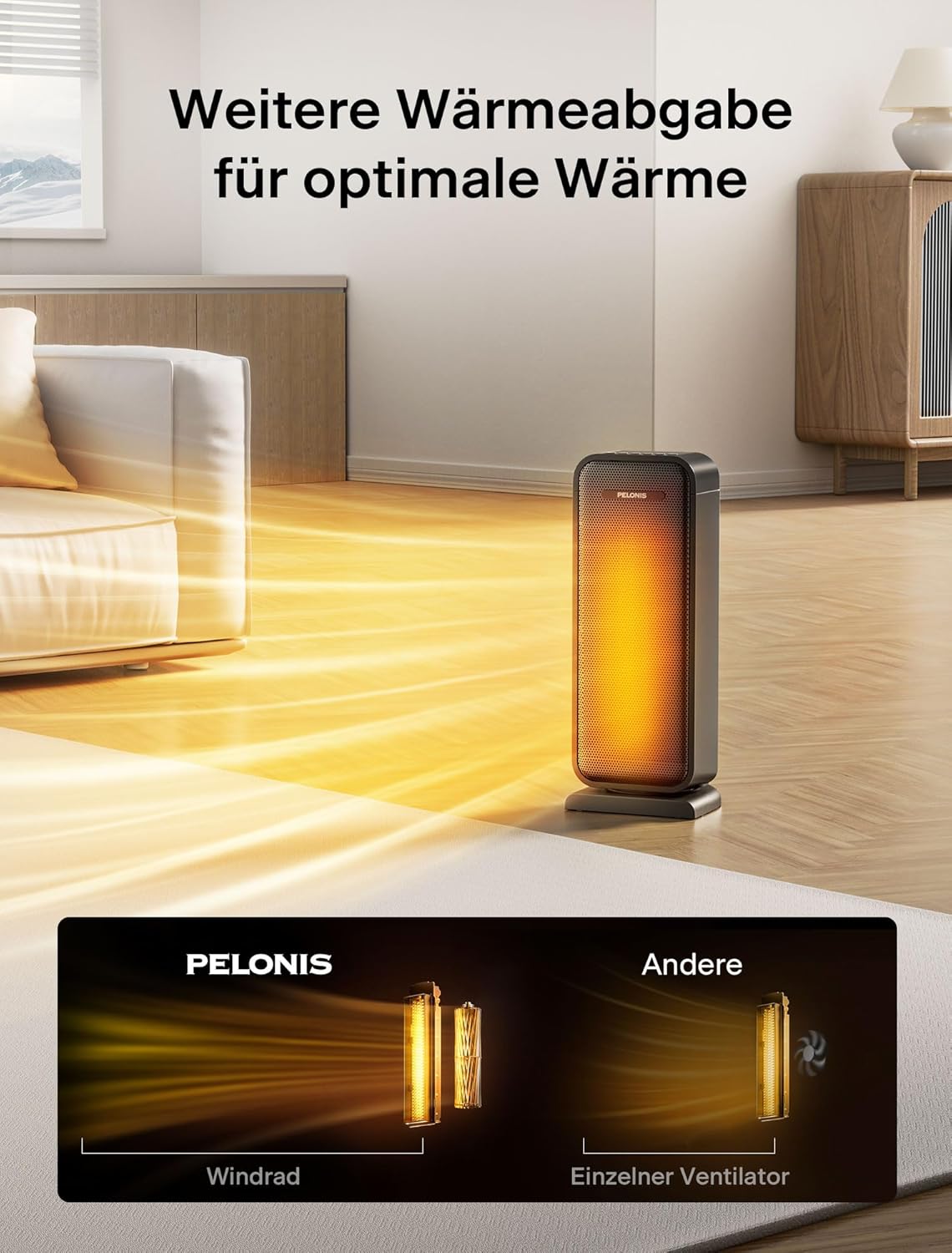 Thumbnail 2 de PELONIS Elektrische Heizung 2000 W – Turmheizung mit 2 Heizstufen, ECO-Modus und Timer