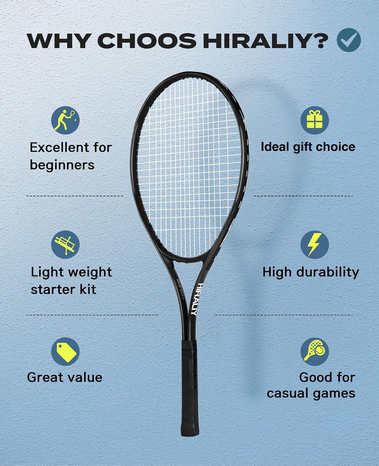 Thumbnail 1 de HIRALIY 27in Tennis Rackets Set