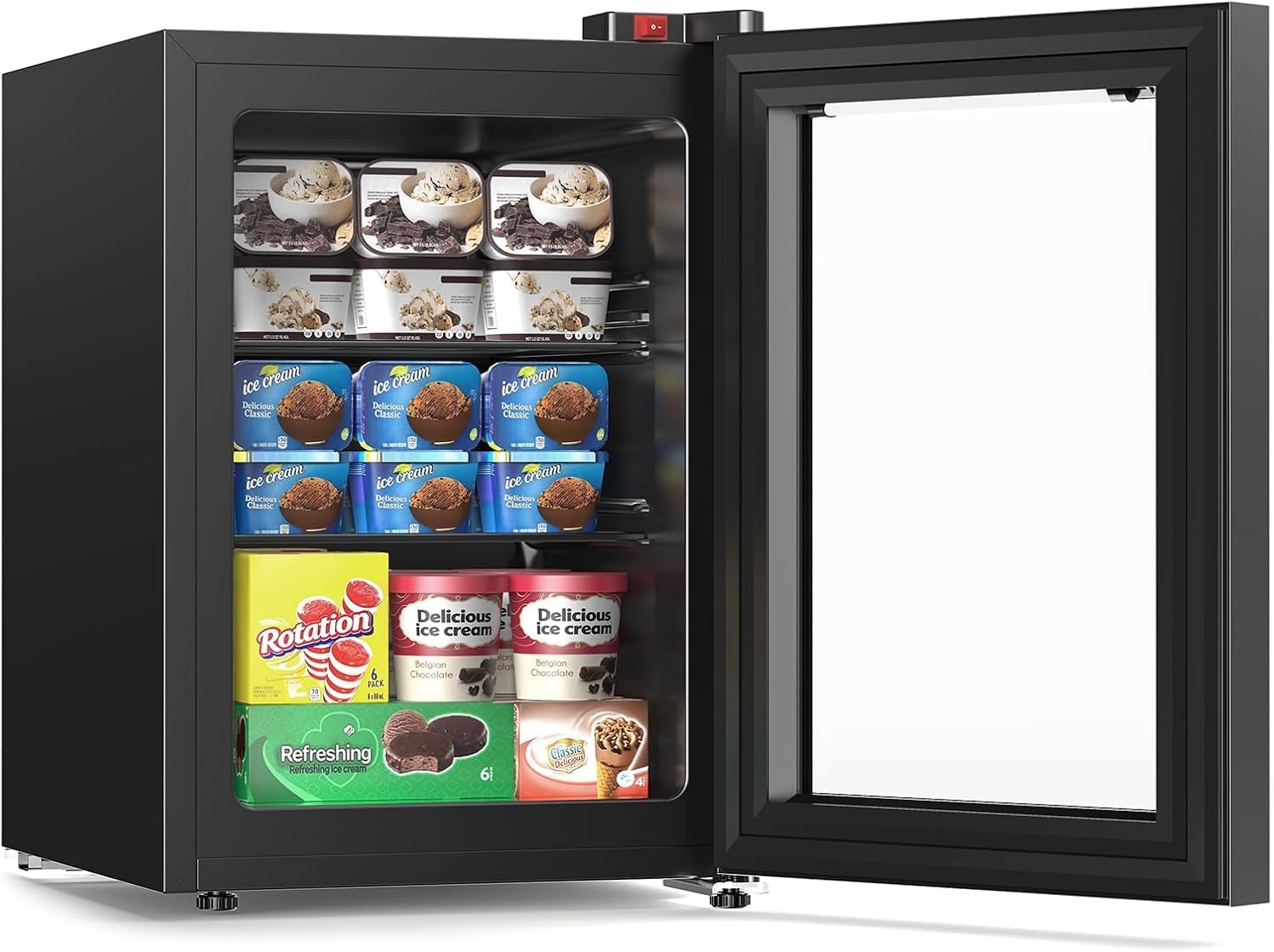 Detalle de Electactic LSD-60 Mini Upright Freezer, 2.4 Cu. Ft., Glass Door, 7 Settings