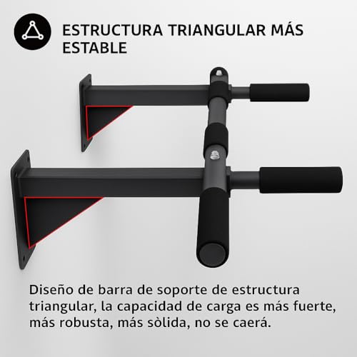 Detalle de T-LoVendo Barra de Dominadas para Pared. Crossfit. Pull-up bar. Soporta 140 kg. Instalación con tornillos incluidos