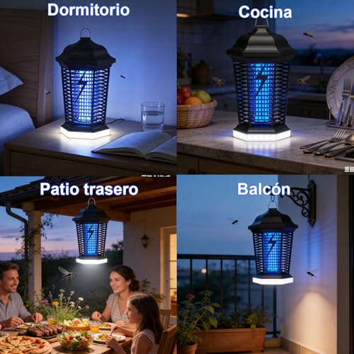 Thumbnail 5 de WUEAOA Lámpara antimosquitos con iluminación LED y rejilla de alta tensión 4000V