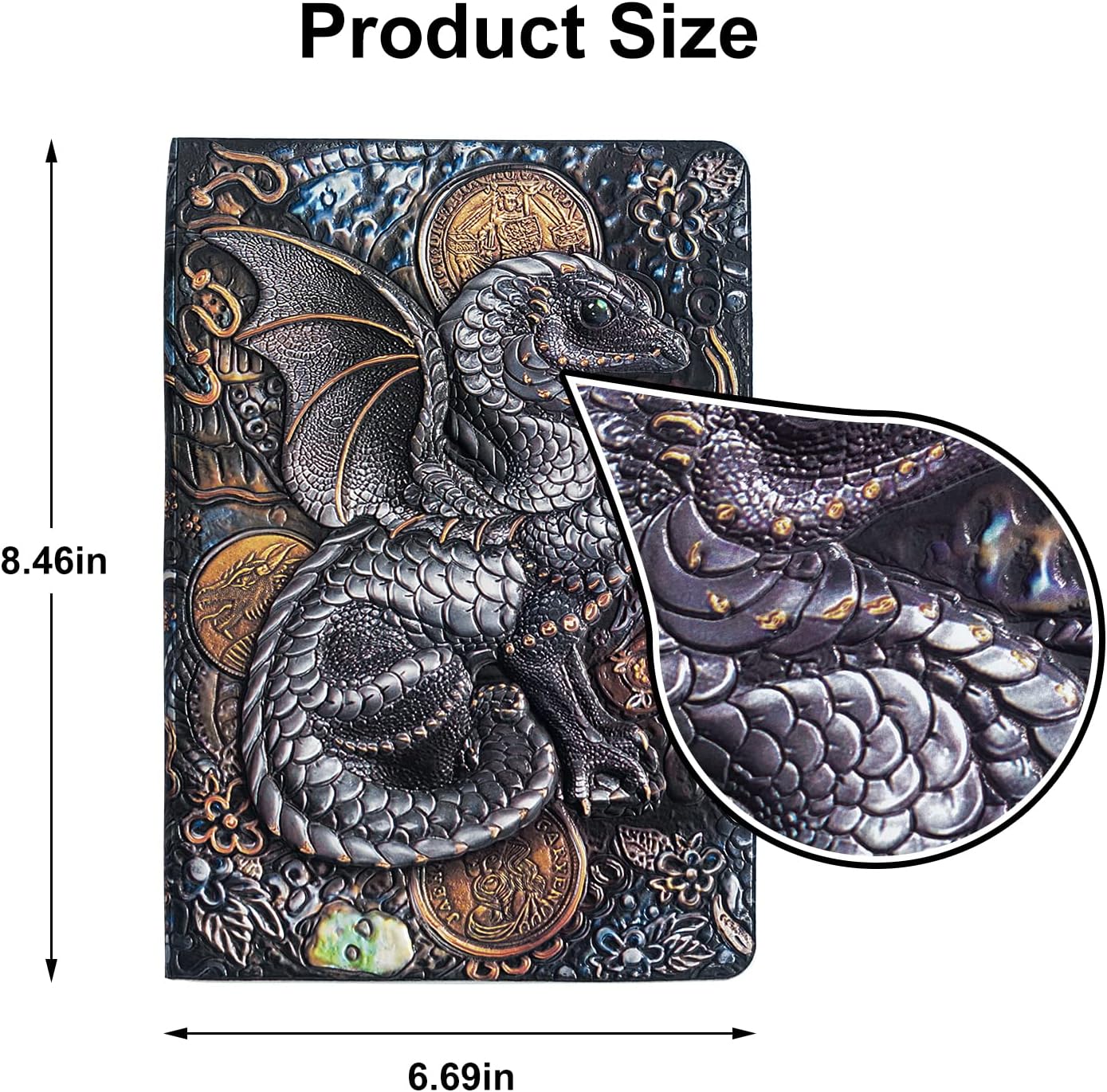 Detalle de QXMGCBOK 3D Drachen-Relief Bluetooth-Buchlautsprecher mit Nachtlicht – tragbar & drehbar