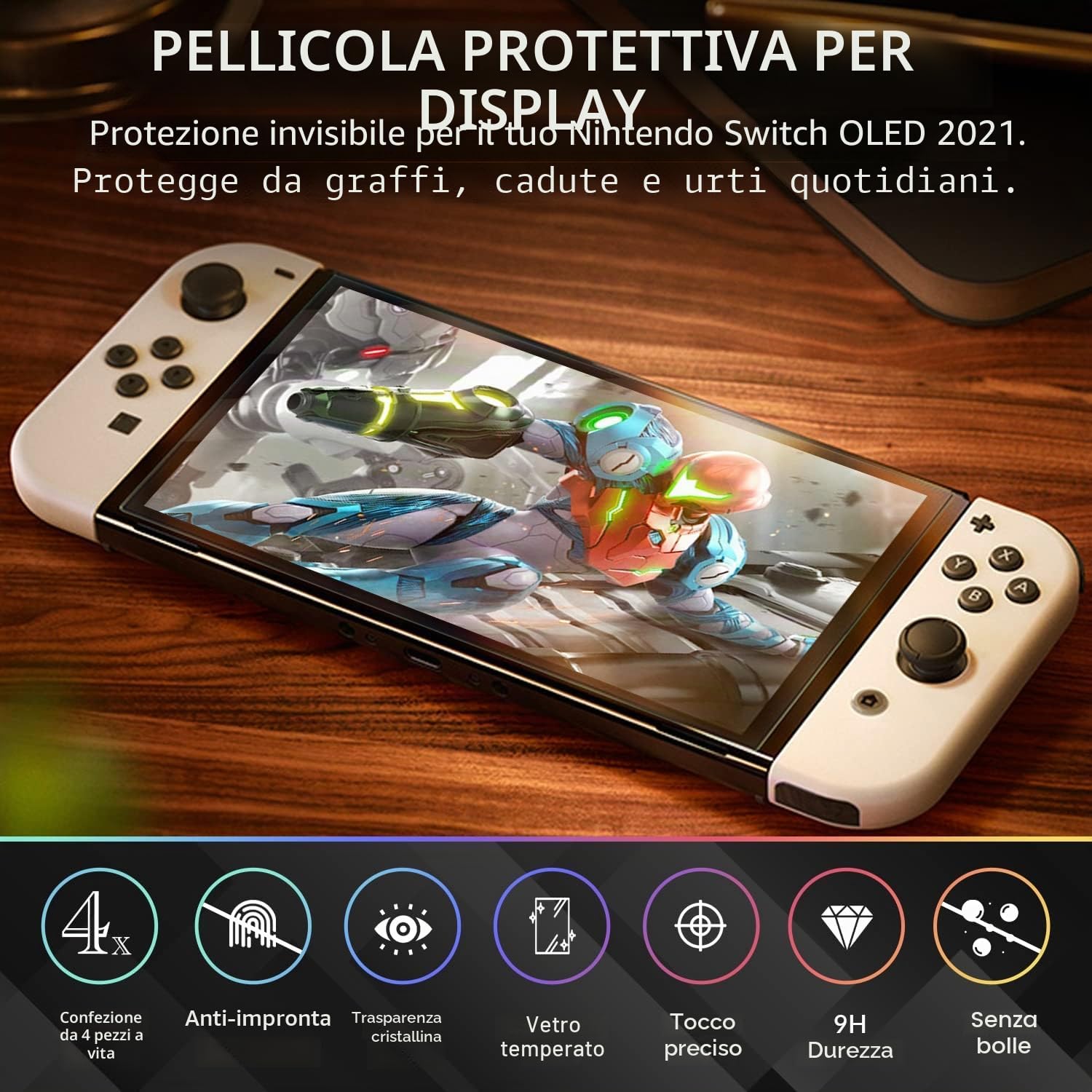 Thumbnail 1 de Orzly protezioni schermo Nintendo Switch OLED 4pz