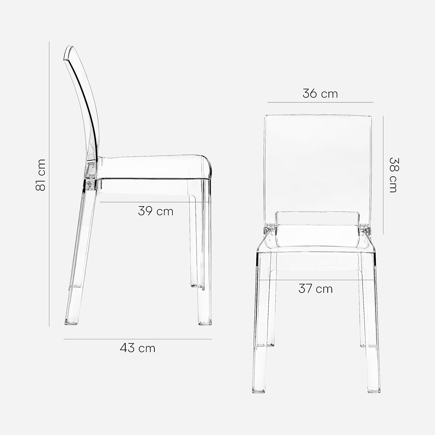 Thumbnail 2 de Baroni Home Set 4 sedie in policarbonato 36×81×43 cm