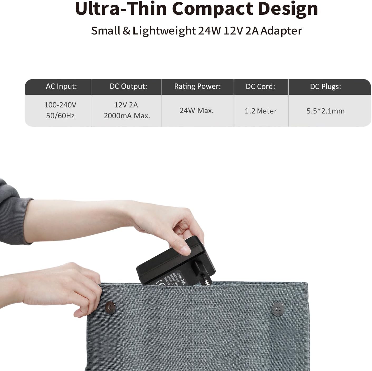 Thumbnail 2 de 12V 2A Netzteil (24W) Tonton mit 2,1 x 5,5 mm DC-Stecker für LED, CCTV & Router – 1,8 m Kabel, EU