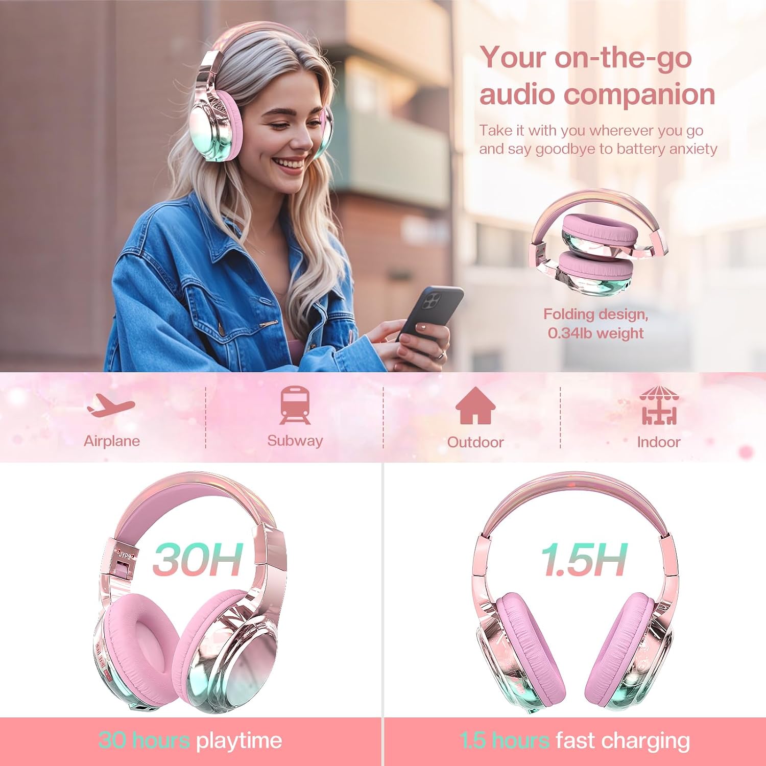 Thumbnail 3 de JYPS Kids Wireless Headphones 3.5mm