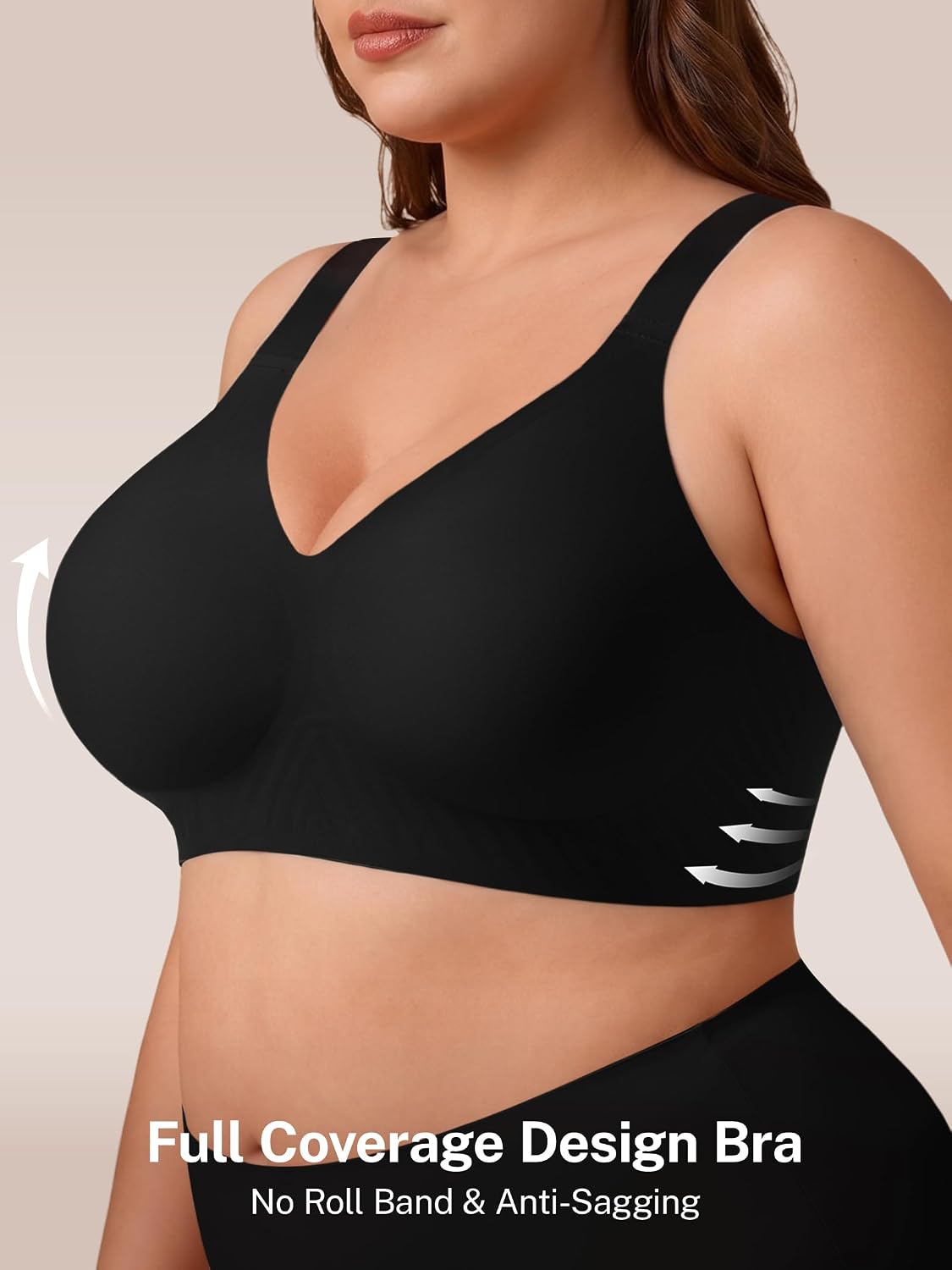 Detalle de habibee Jelly Push Up Bra, Wireless Full-Coverage Plus-Size Bra, 32D–46E