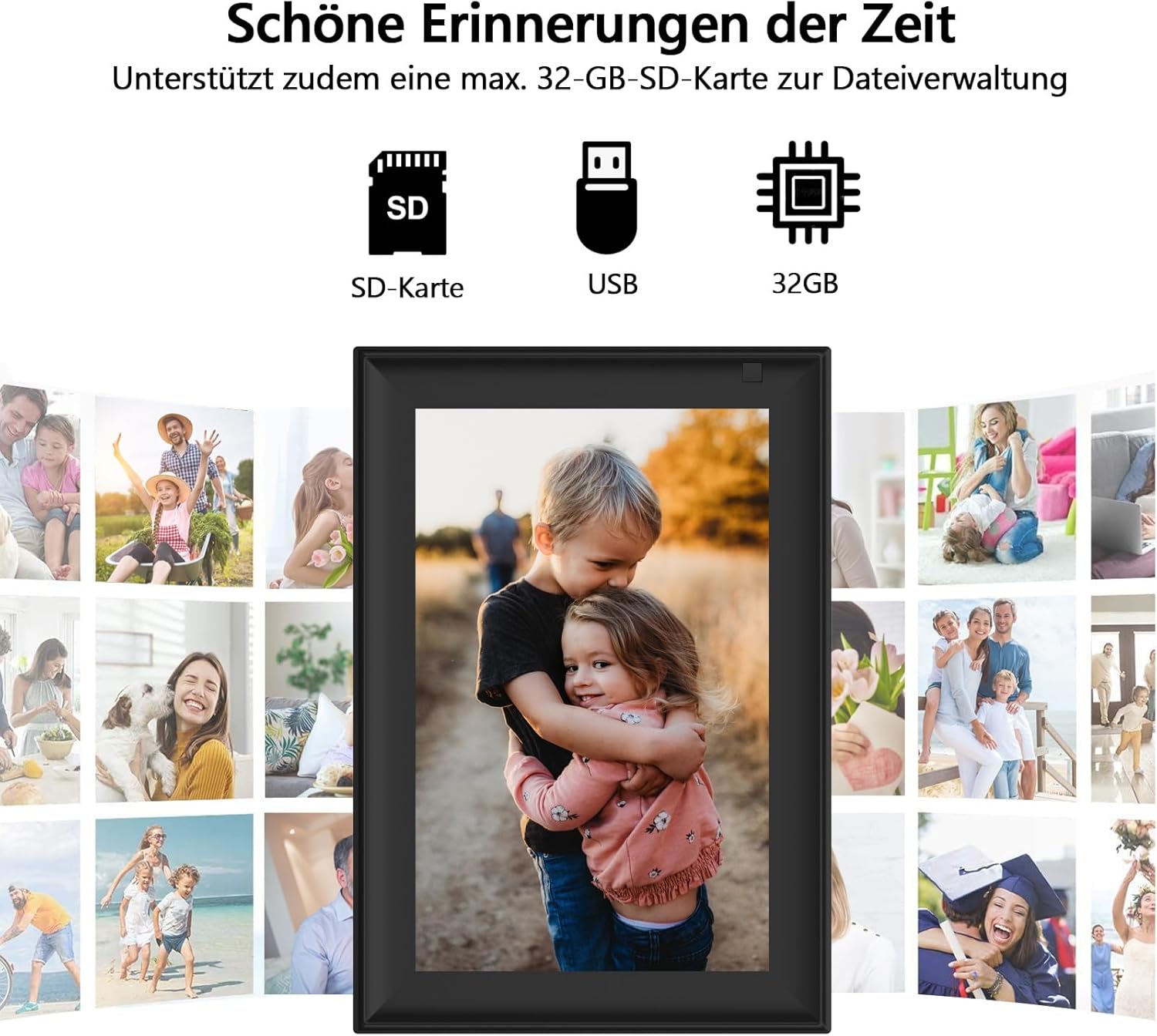 Detalle de Frameo Cornice Fotografica Digitale WiFi da 10,1” dxmart con touchscreen e rotazione automatica