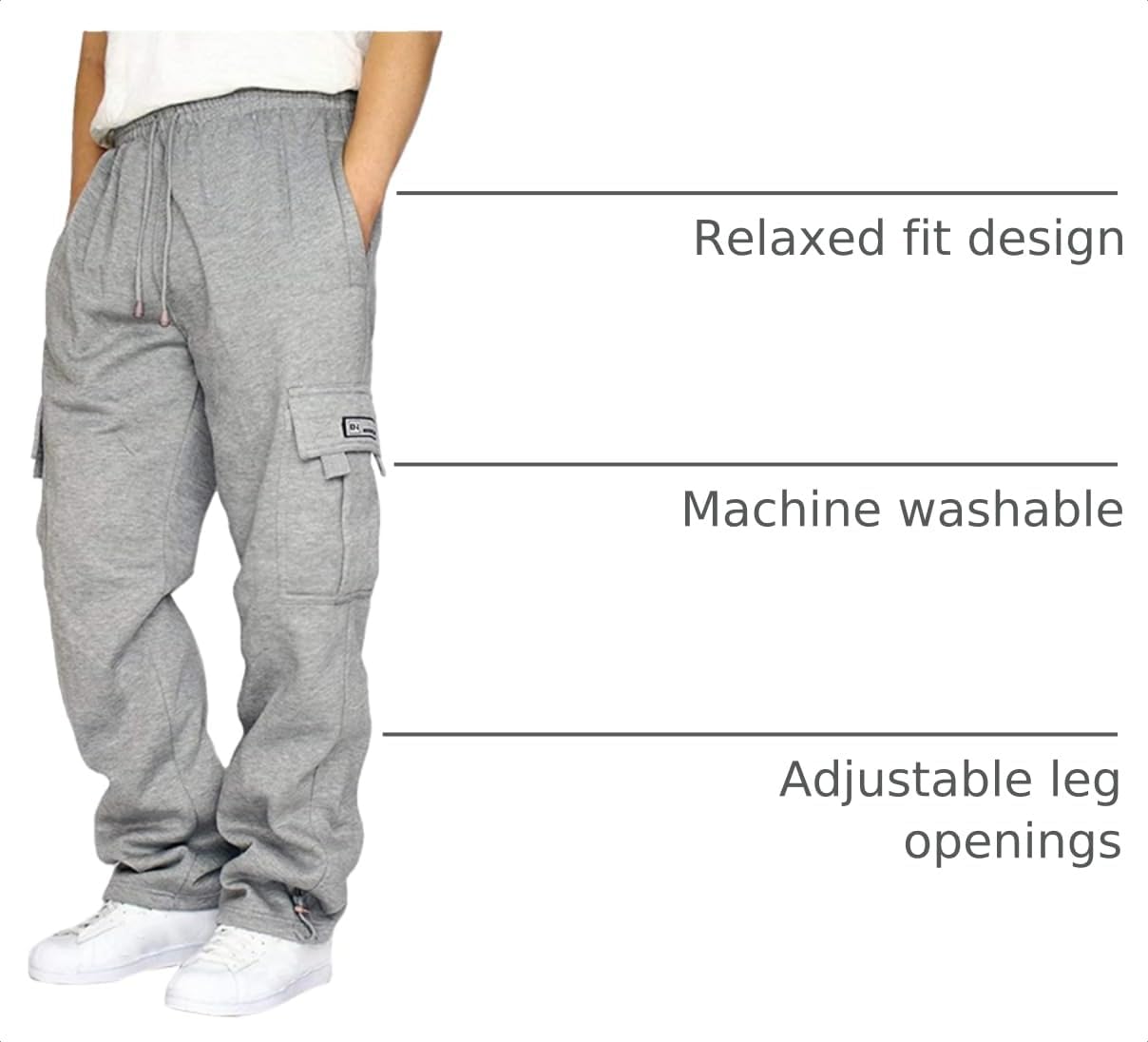 Detalle 2 de Men’s Cargo Sweatpants, Polyester-Cotton Blend