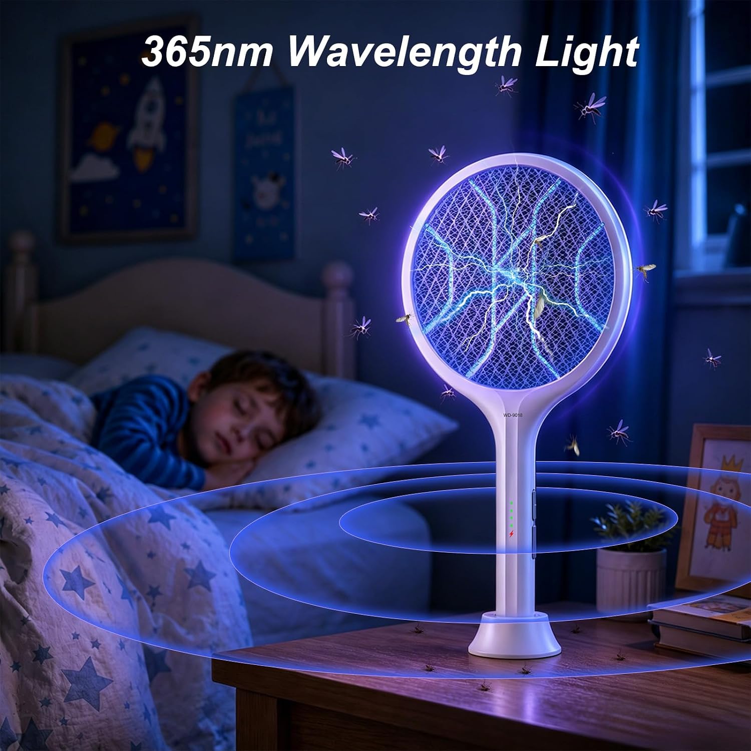 Detalle de Toolviann Electric Fly Swatter 4000V: 2-in-1 Mosquito Killer with 1800mAh Battery