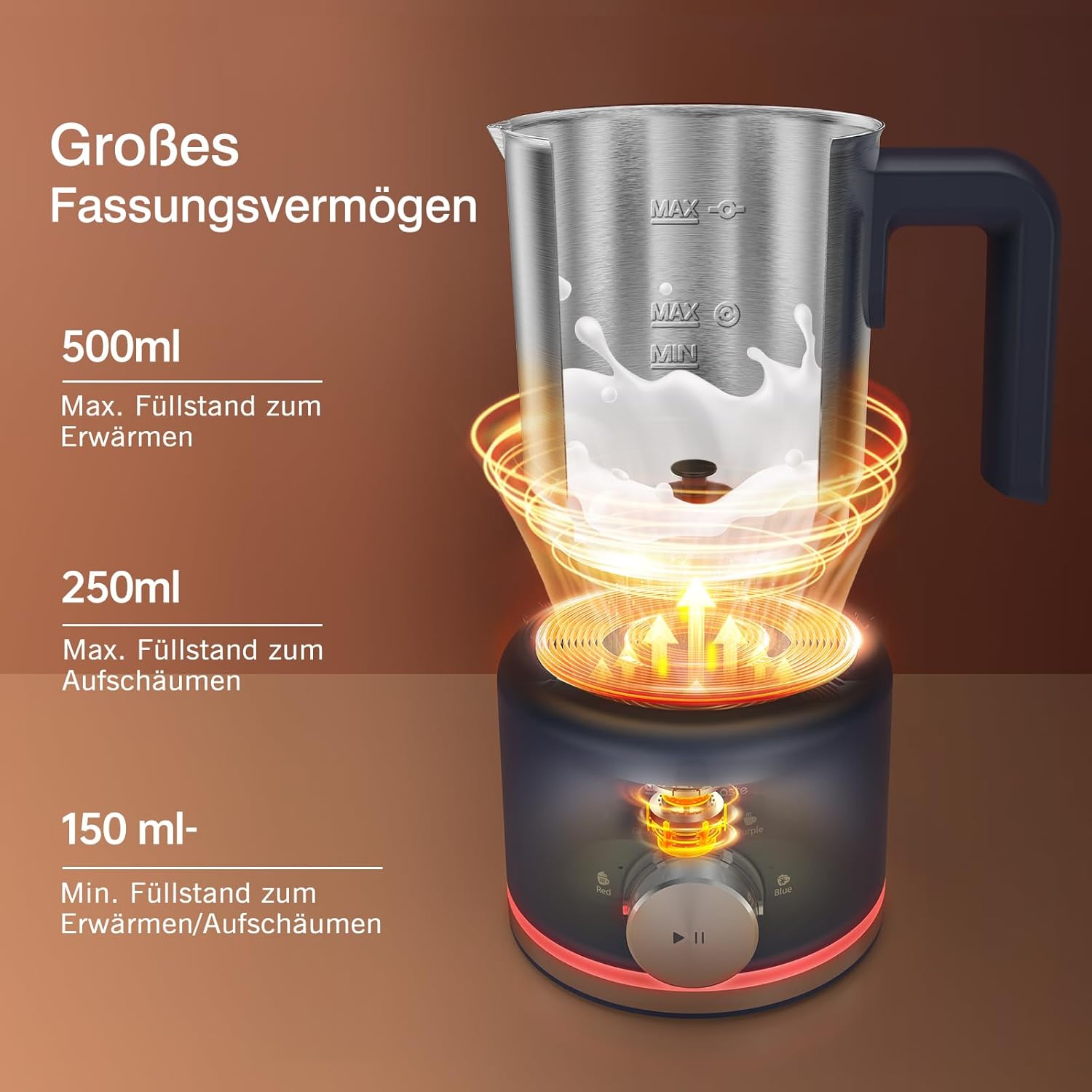 Thumbnail 1 de SIMPLETASTE Milchaufschäumer Elektrisch 4-in-1, 600 W – Edelstahl, 250–500 ml, spülmaschinengeeignet
