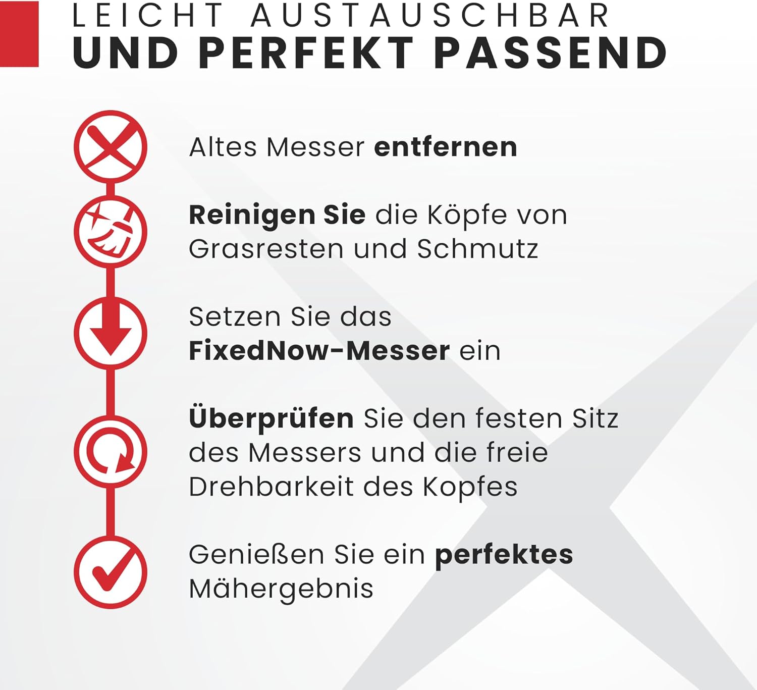 Thumbnail 5 de FixedNow 50 Ersatzmesser für Einhell Rasentrimmer (Kunststoff) – kompatibel mit ausgewählten GE/GC/BG/RG-Modellen