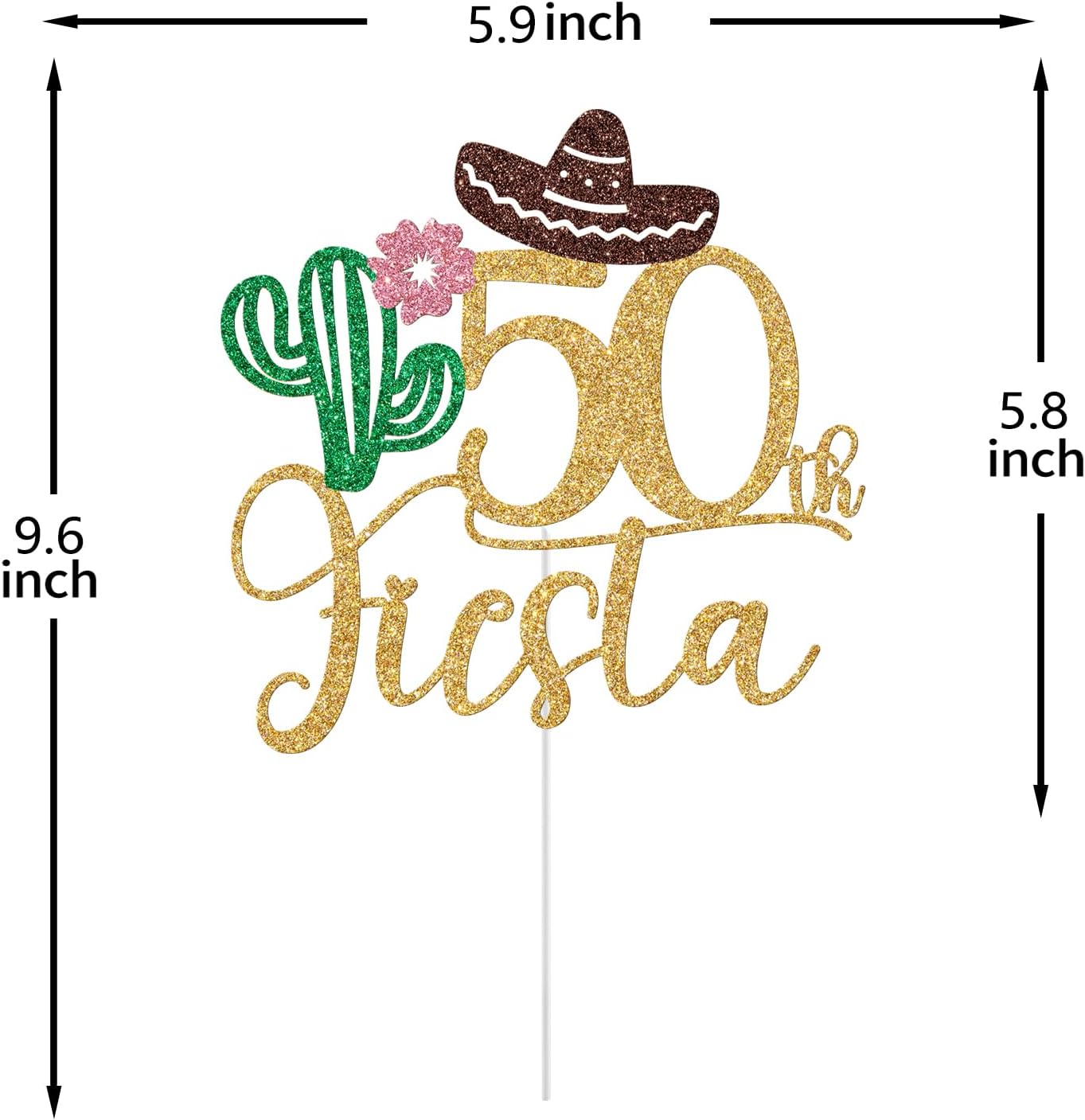Detalle de 50th Birthday Cake Topper, Glitter Cardboard