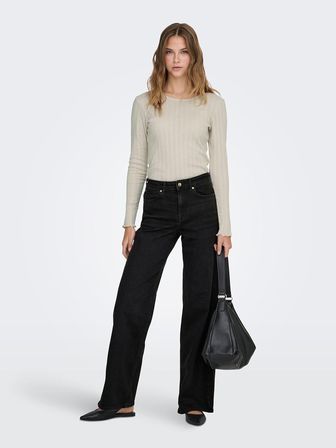 Detalle de ONLY Jeans mit weitem Bein ONLMADISON Hohe Taille – Damenjeans